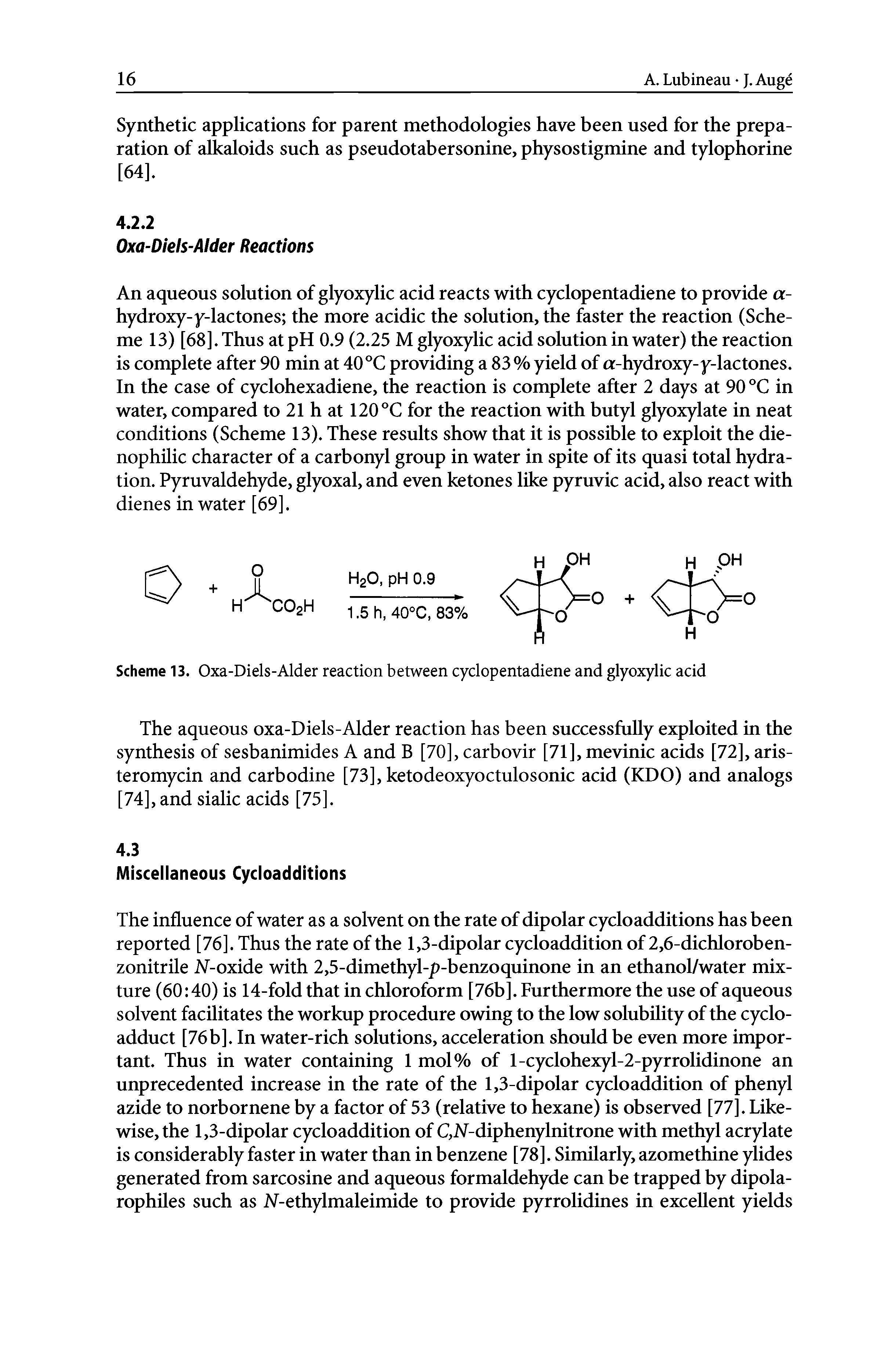 Scheme 13. Oxa-Diels-Alder reaction between cyclopentadiene and glyoxylic acid...