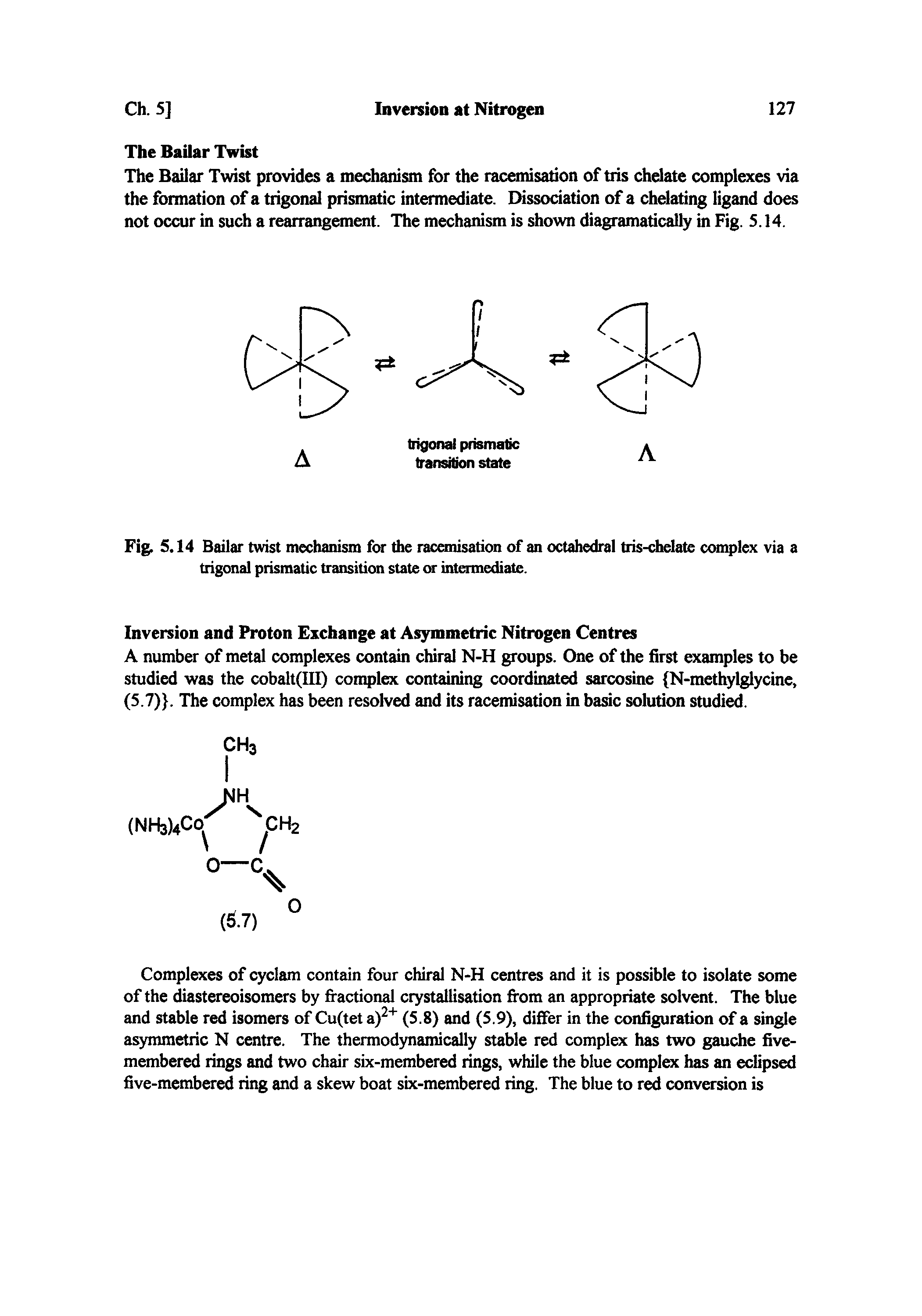 Fig. 5.14 Bailar twist mechanism for the racemisation of an octahedral tiis-chelate complex via a trigonal prismatic transition state or intermediate.