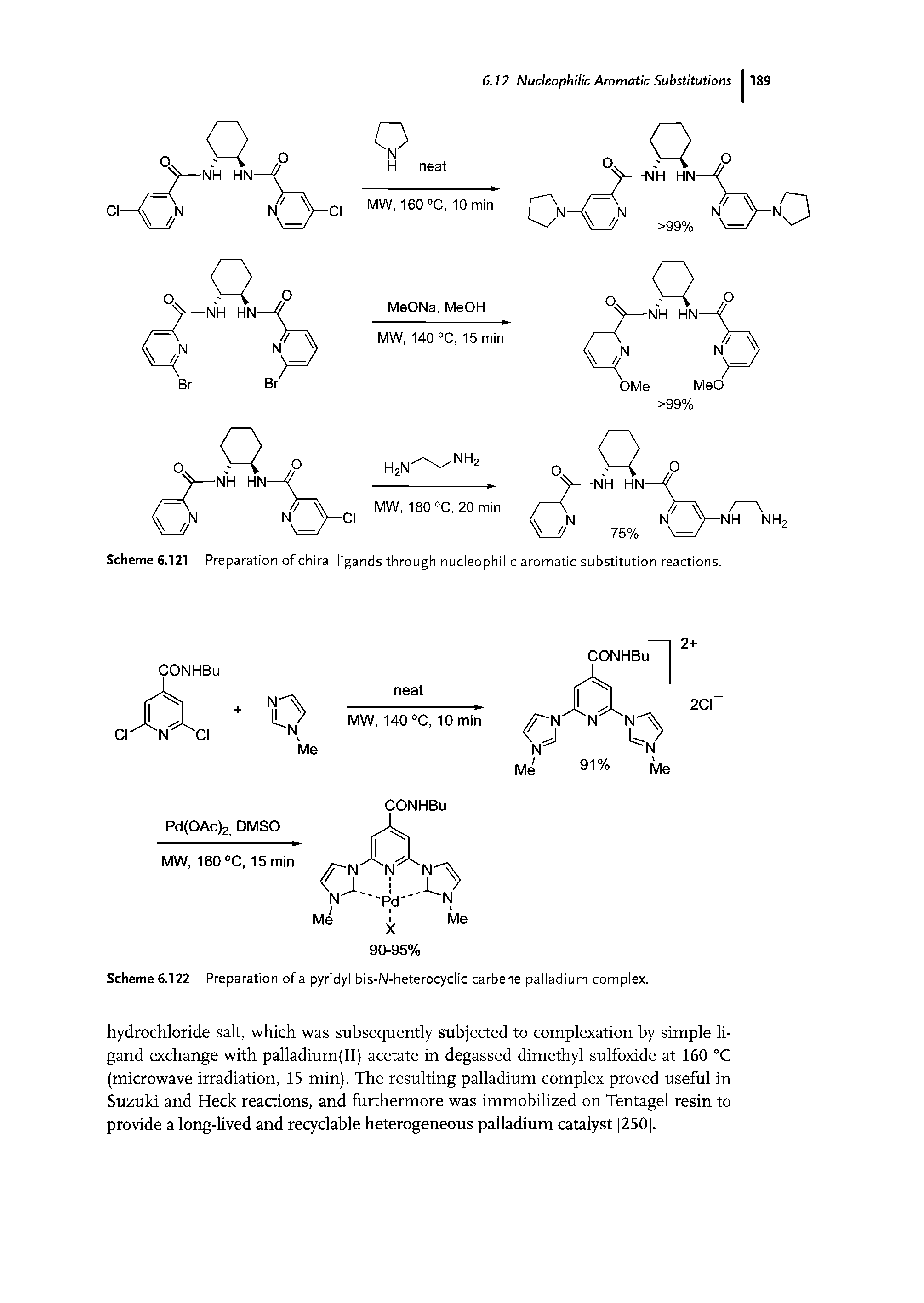 Scheme 6.122 Preparation of a pyridyl bis-N-heterocyclic carbene palladium complex.