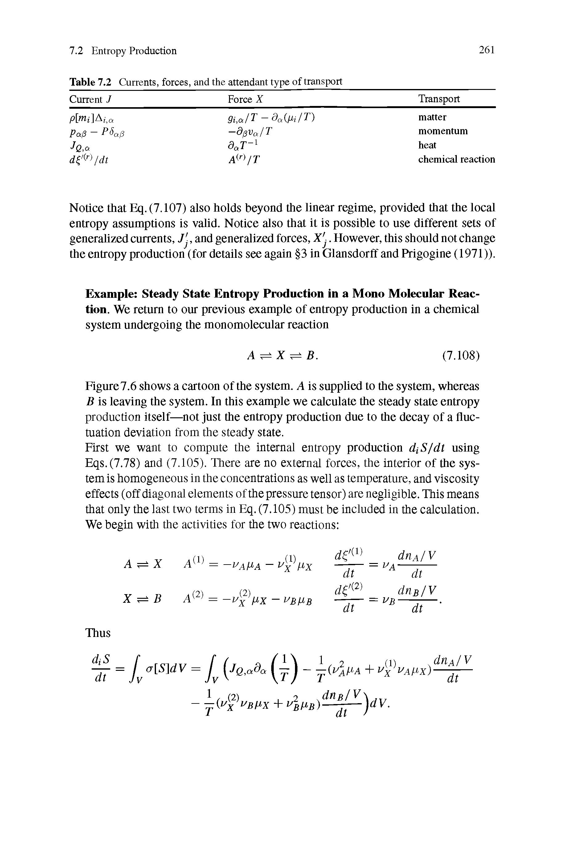 Table 7.2 Currents, forces, and the attendant type of transport...