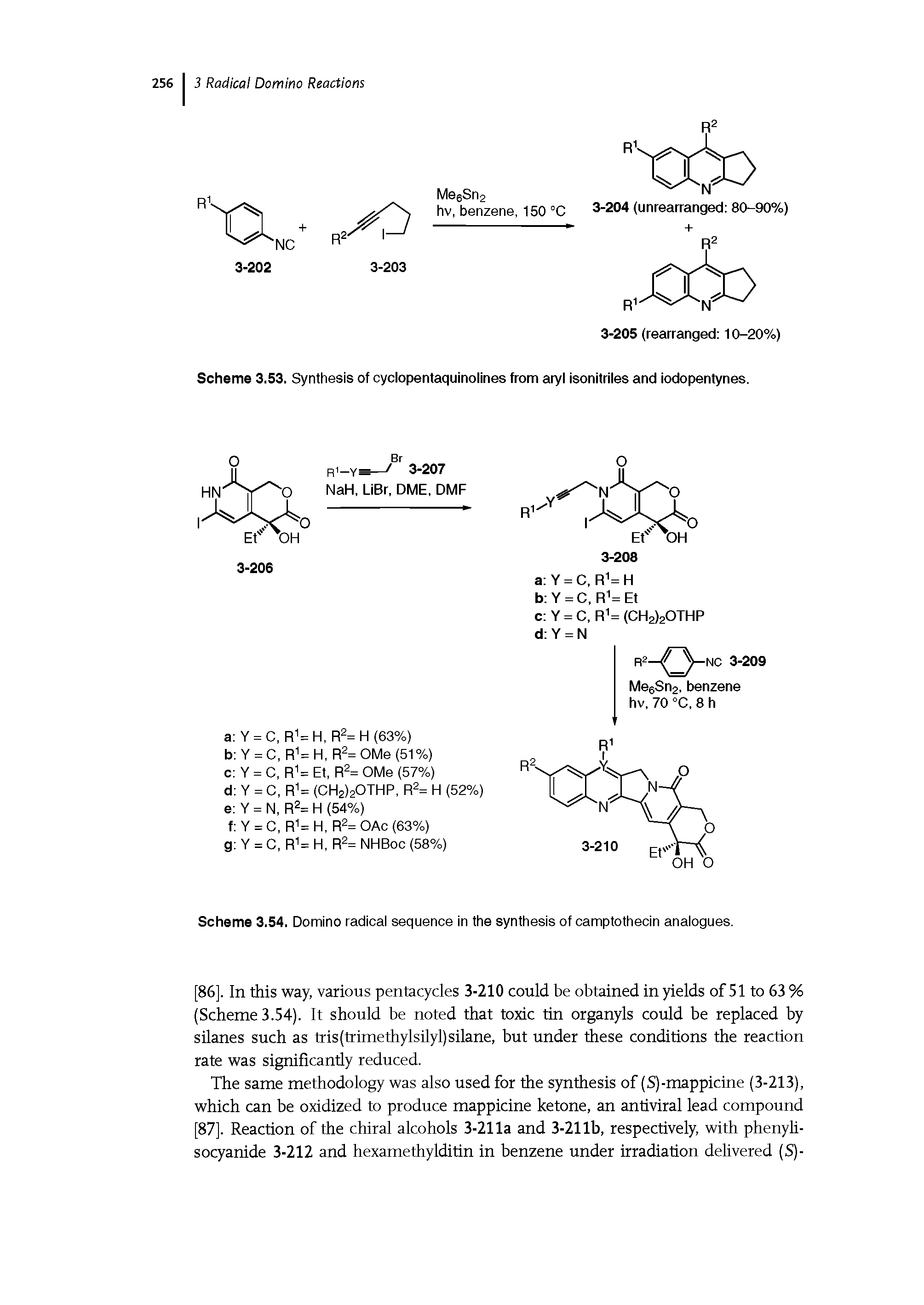 Scheme 3.53. Synthesis of cyclopentaquinolines from aryl isonitriles and iodopentynes.