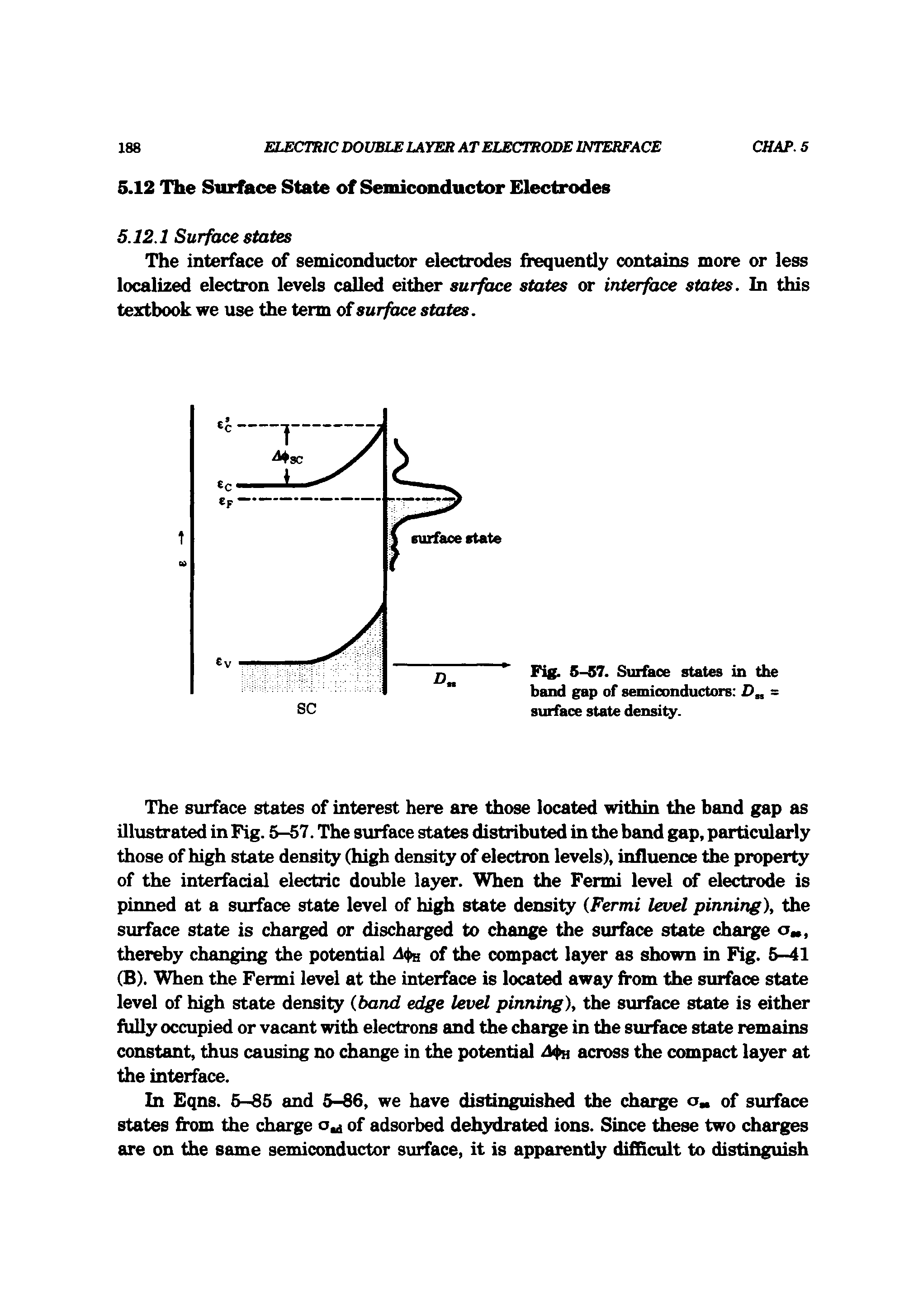 Fig. 5-57. Surface states in the band gap of semiconductors Z> = surface state density.