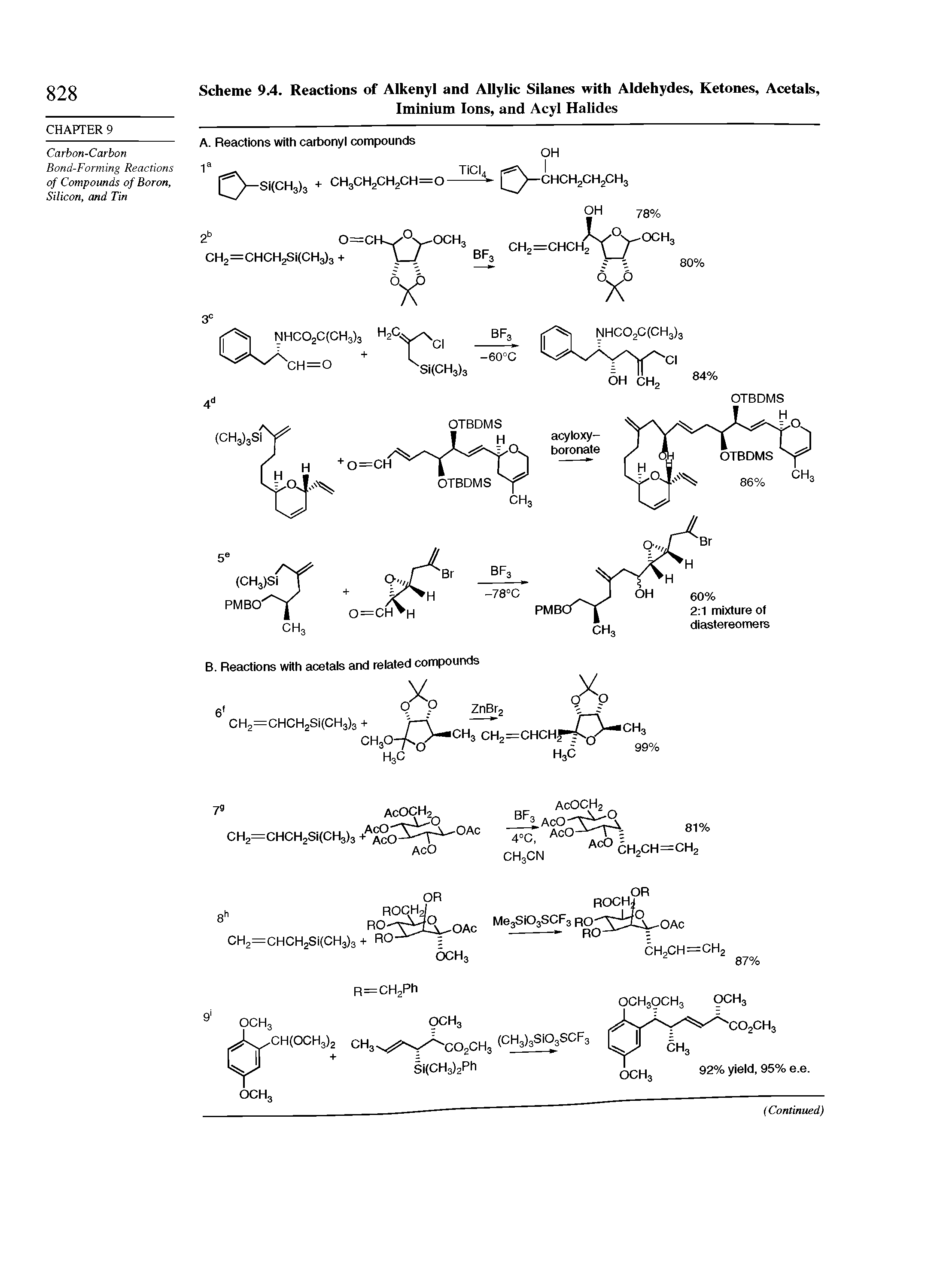 Scheme 9.4. Reactions of Alkenyl and Allylic Silanes with Aldehydes, Ketones, Acetals,...