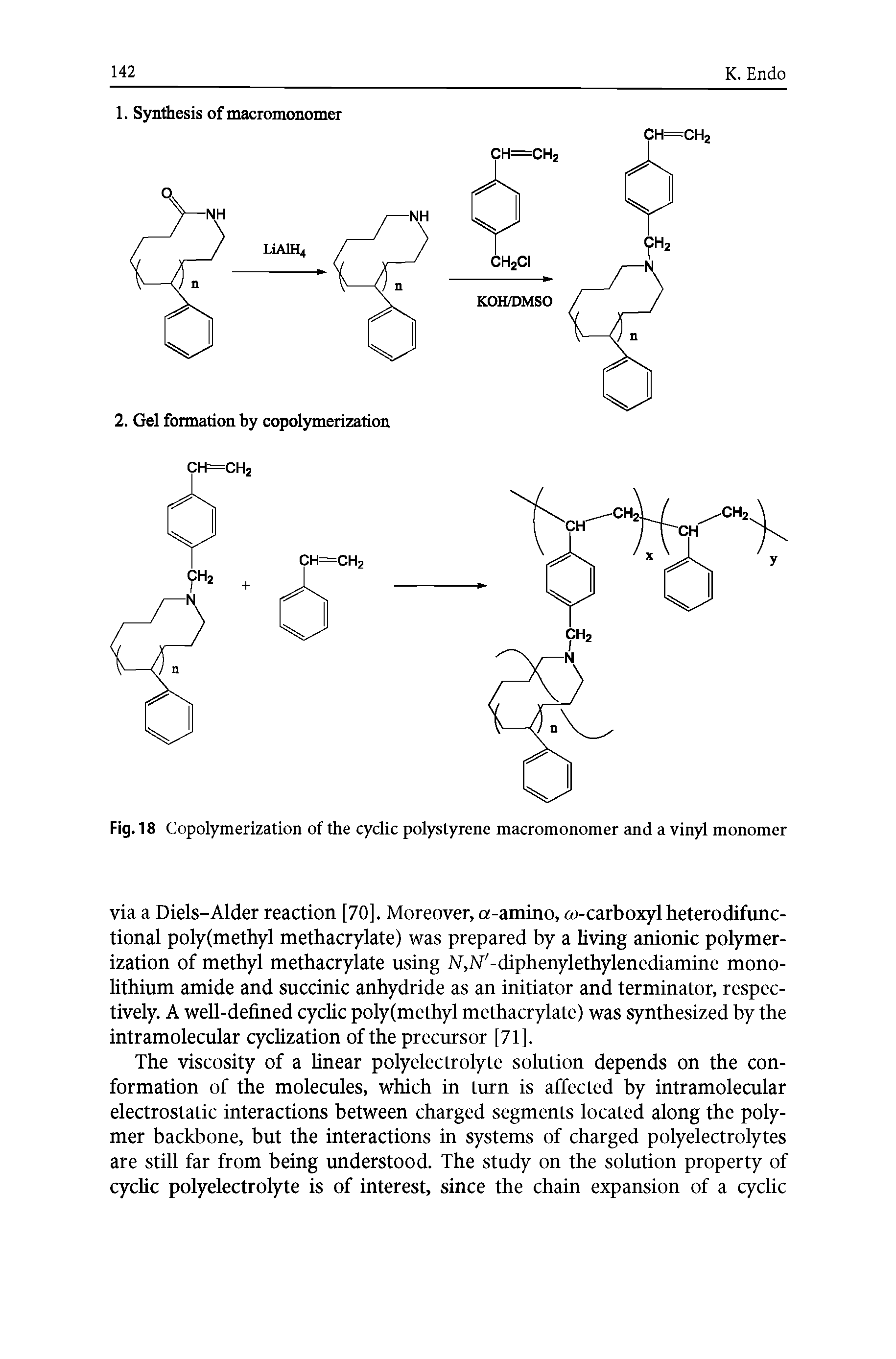Fig. 18 Copolymerization of the cyclic polystyrene macromonomer and a vinyl monomer...