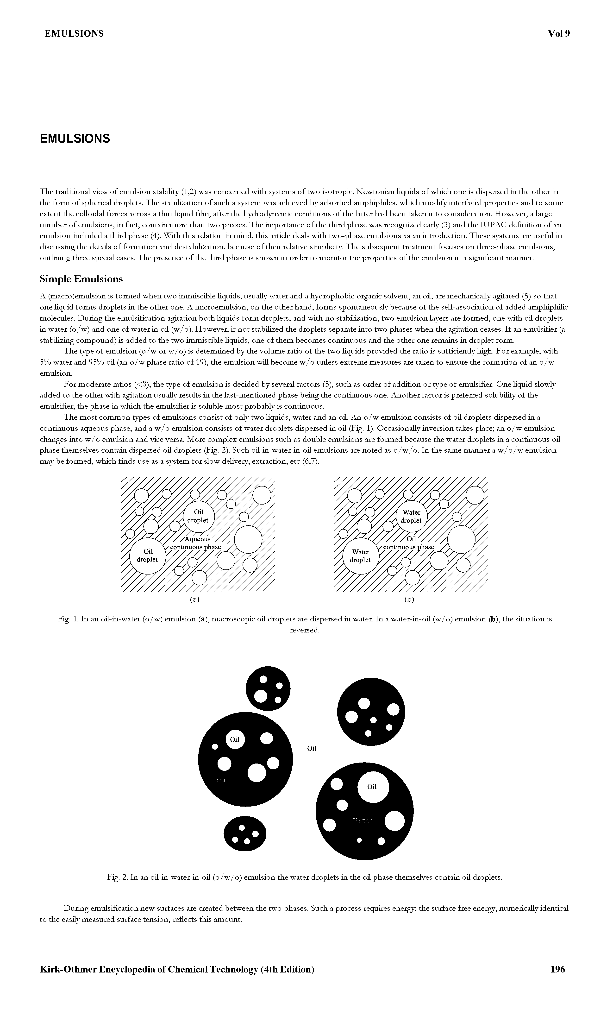 Fig. 2. In an oH-in-water-in-oil (o/w/o) emulsion the water droplets in the oil phase themselves contain oil droplets.