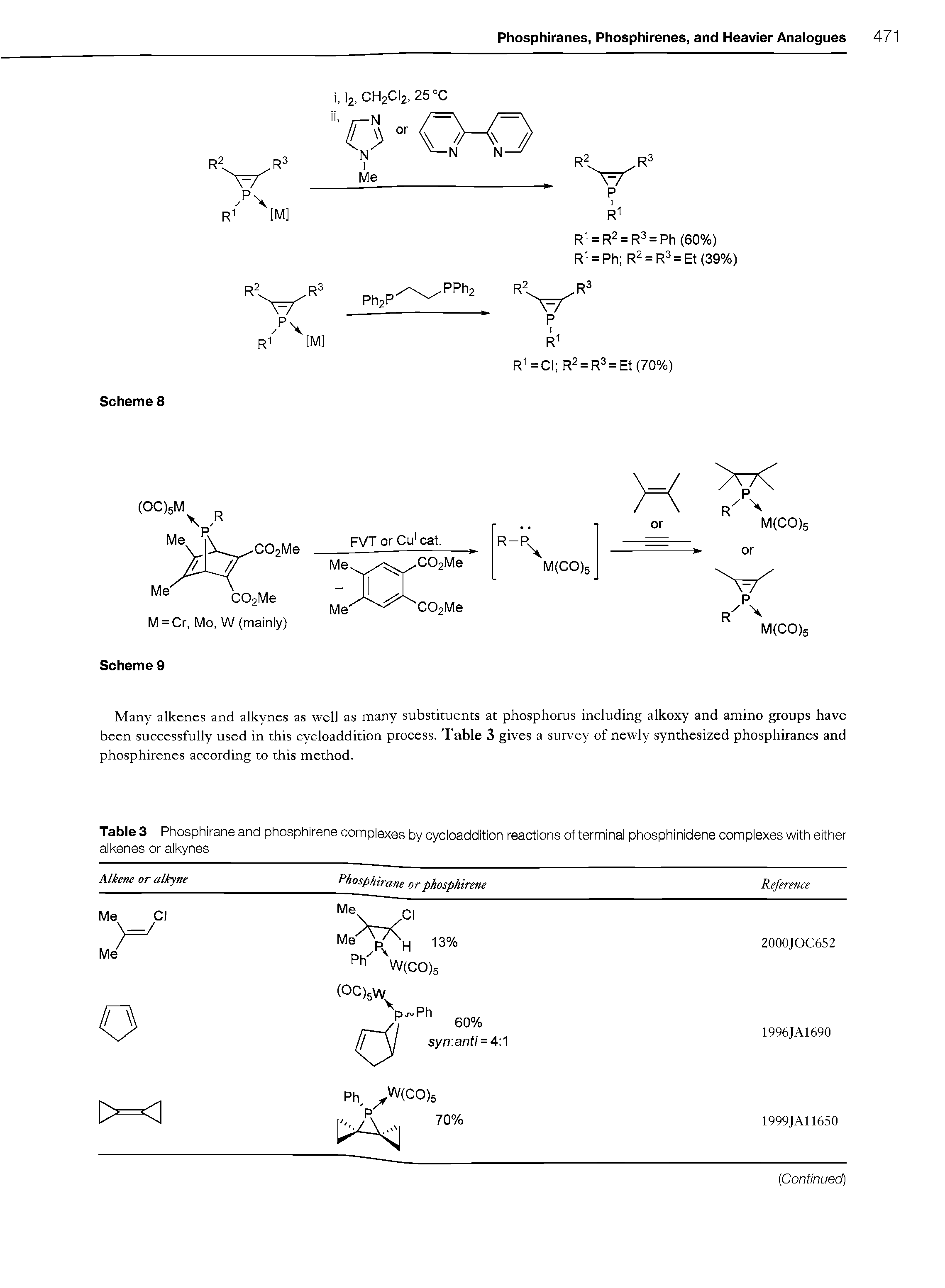 Table 3 Phosphirane and phosphirene complexes by cycloaddition reactions of terminal phosphinidene complexes with either alkenes or alkynes...
