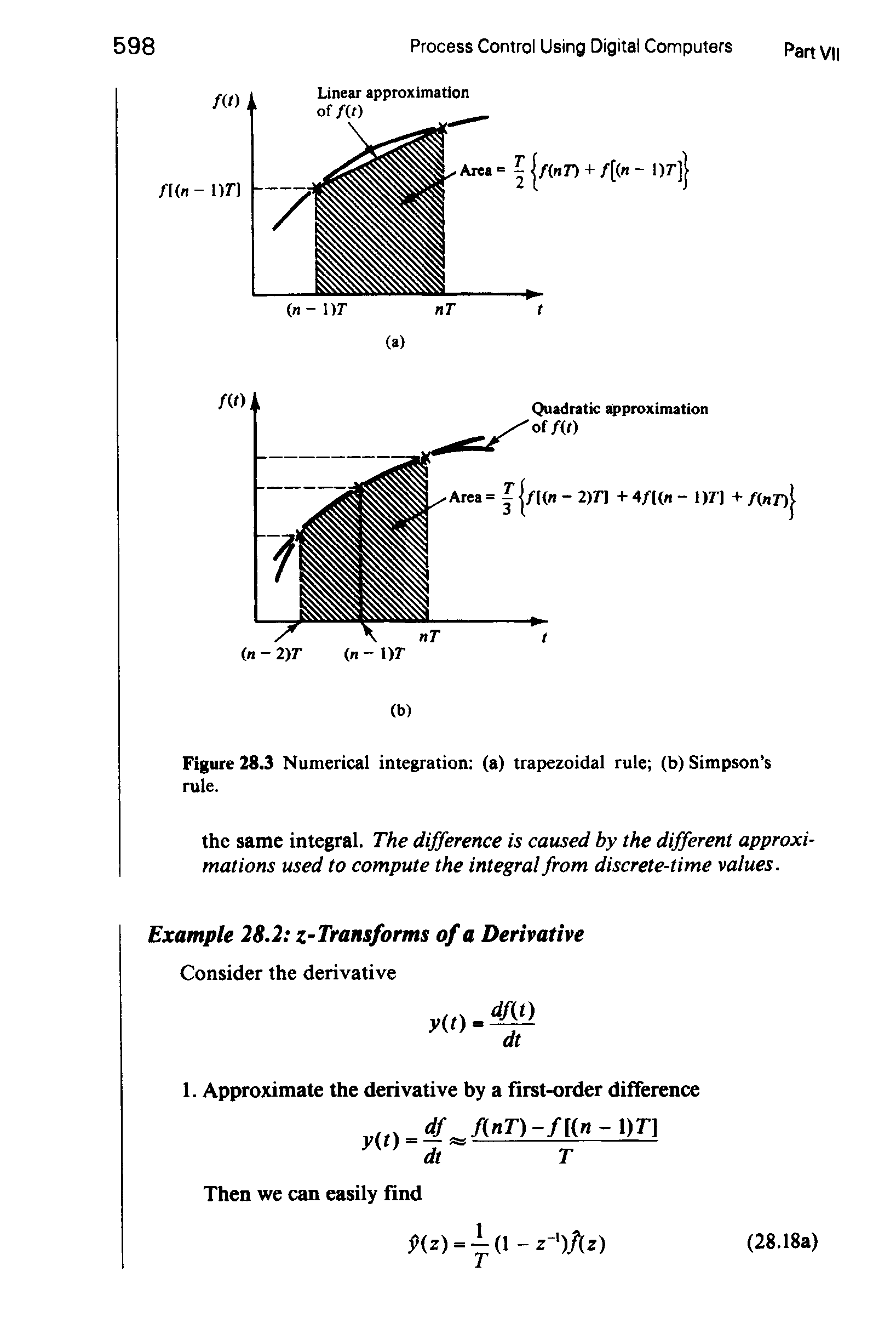 Figure 28.3 Numerical integration (a) trapezoidal rule (b) Simpson s rule.