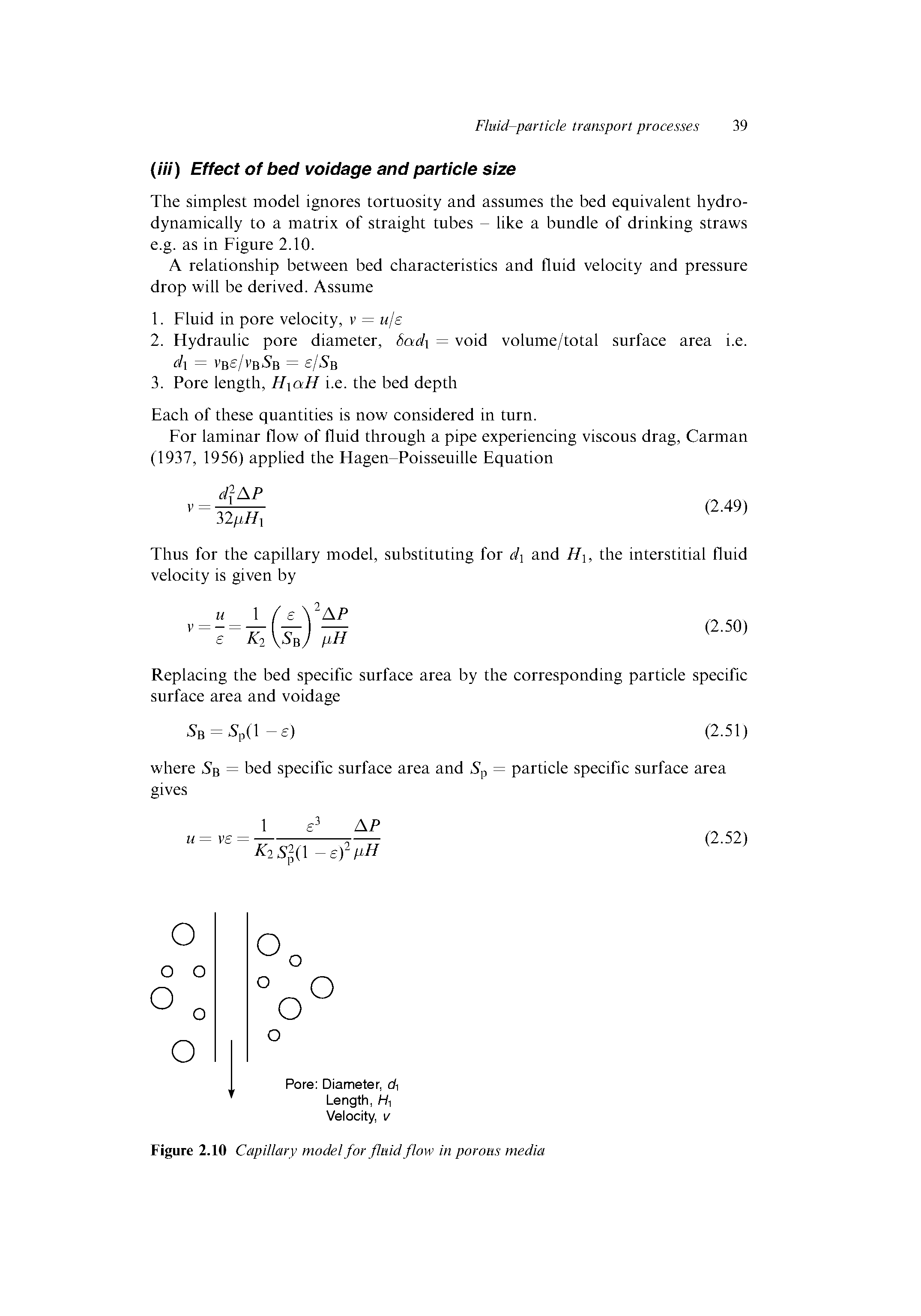 Figure 2.10 Capillary model for fluid flow in porous media...