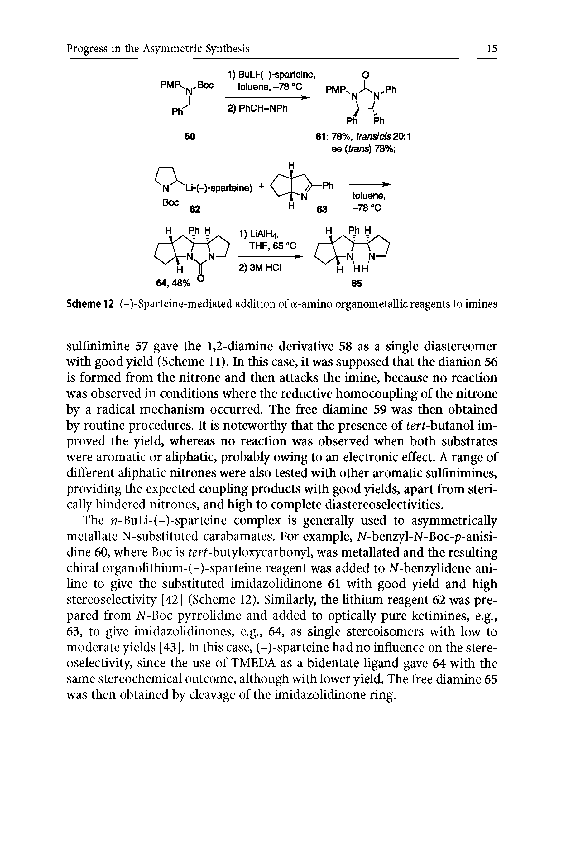 Scheme 12 (-)-Sparteine-mediated addition of a-amino organometallic reagents to imines...