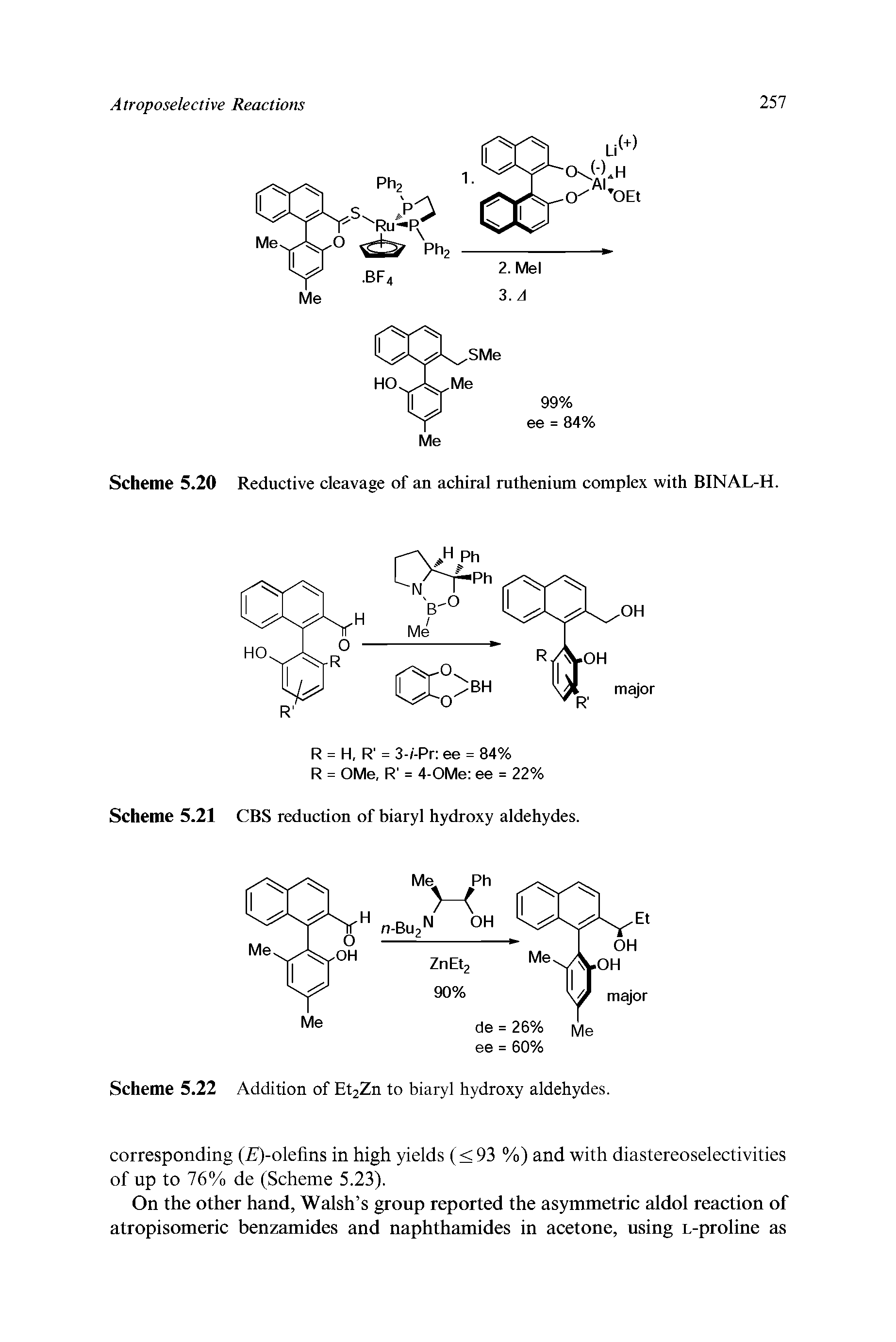 Scheme 5.22 Addition of Et2Zn to biaryl hydroxy aldehydes.