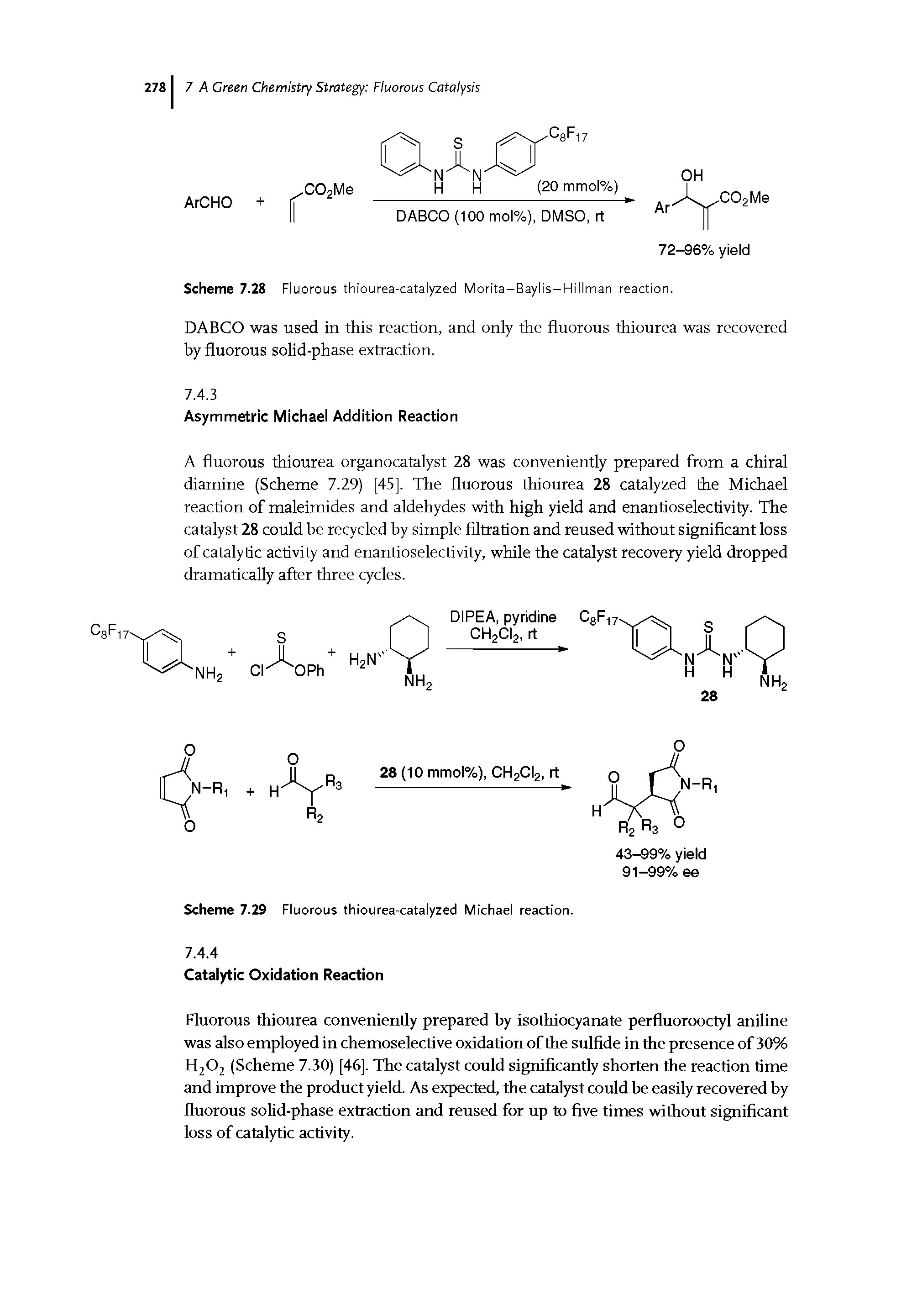 Scheme 7.29 Fluorous thiourea-catalyzed Michael reaction.