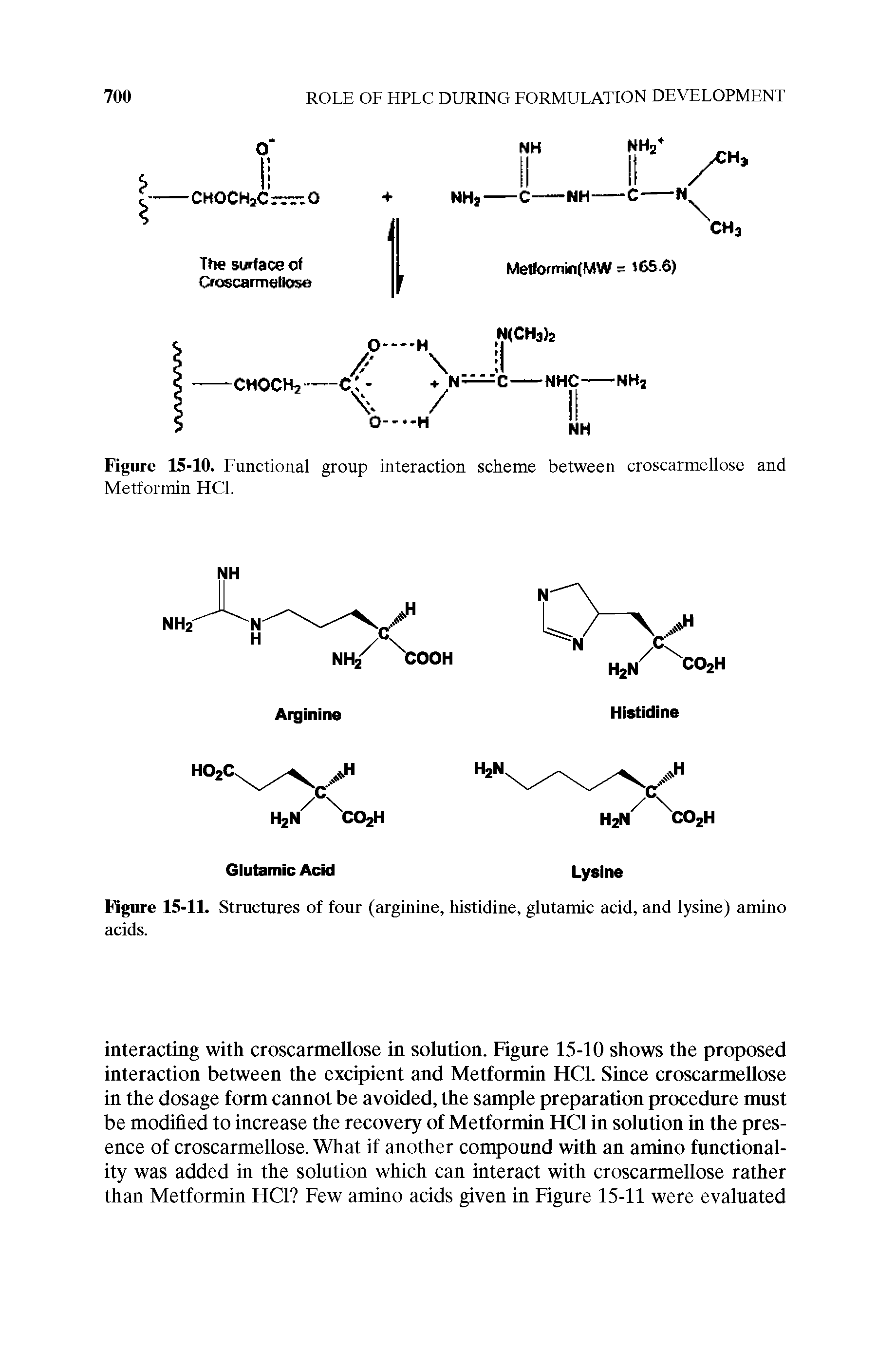 Figure 15-11. Structures of four (arginine, histidine, glutamic acid, and lysine) amino acids.