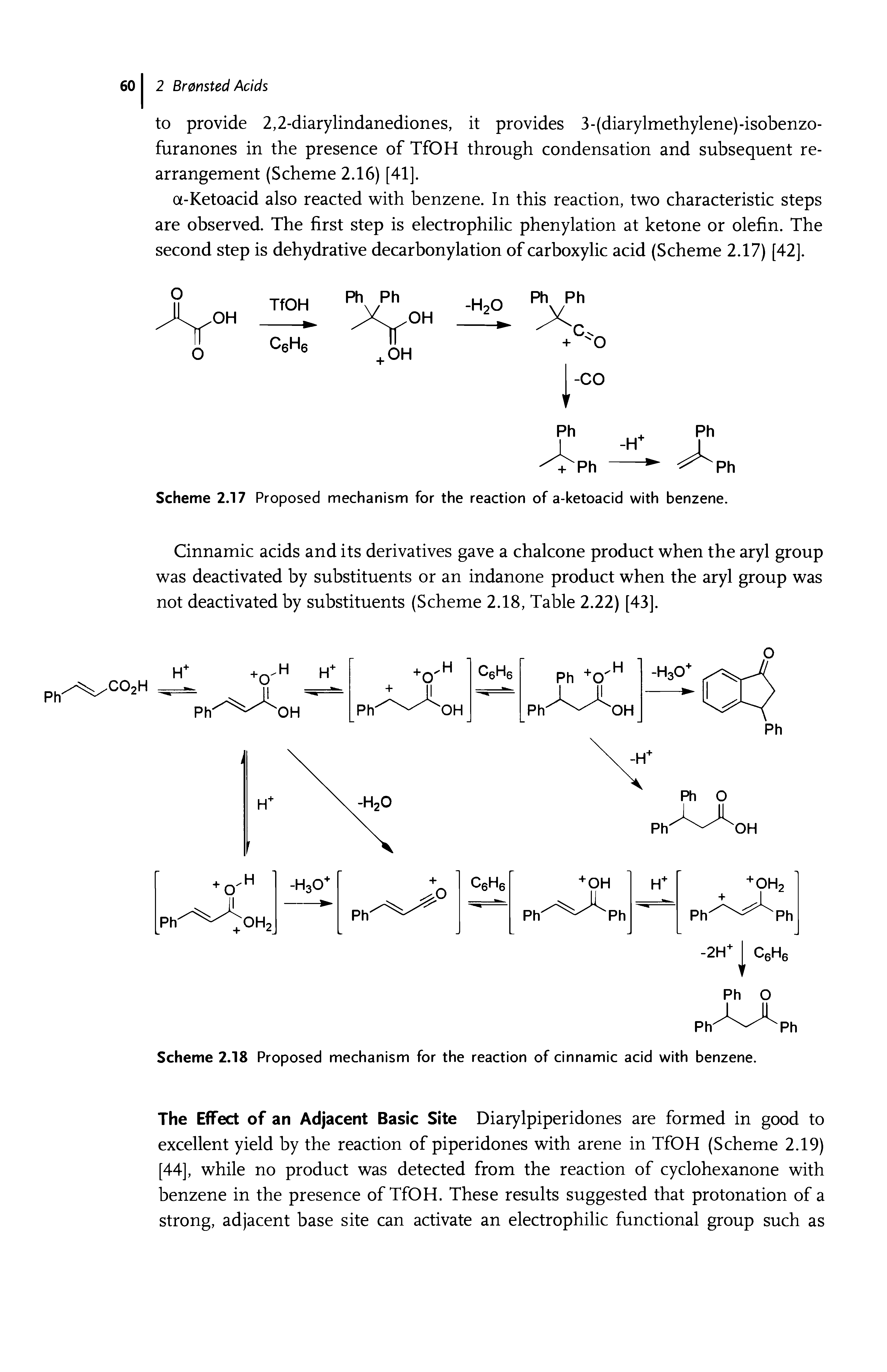 Scheme 2.18 Proposed mechanism for the reaction of cinnamic acid with benzene.