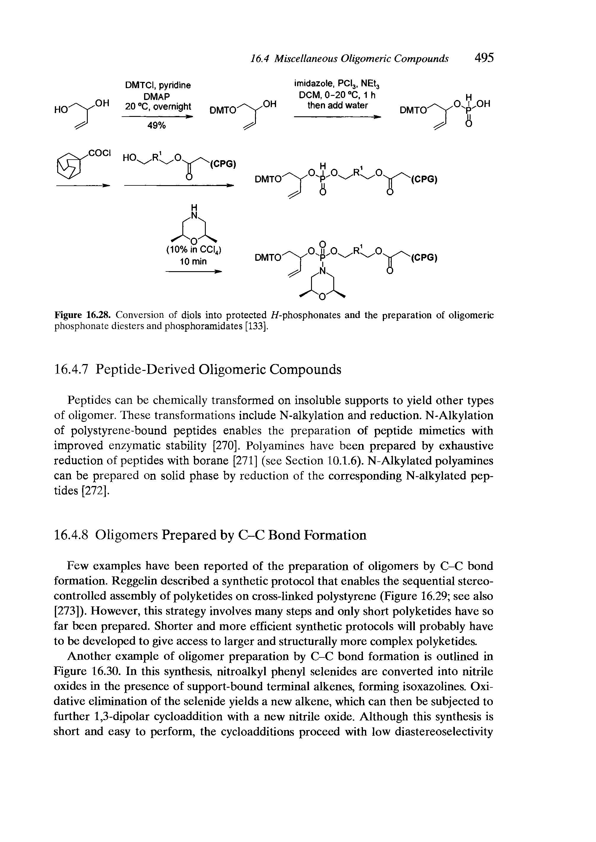 Figure 16.28. Conversion of diols into protected H-phosphonates and the preparation of oligomeric...