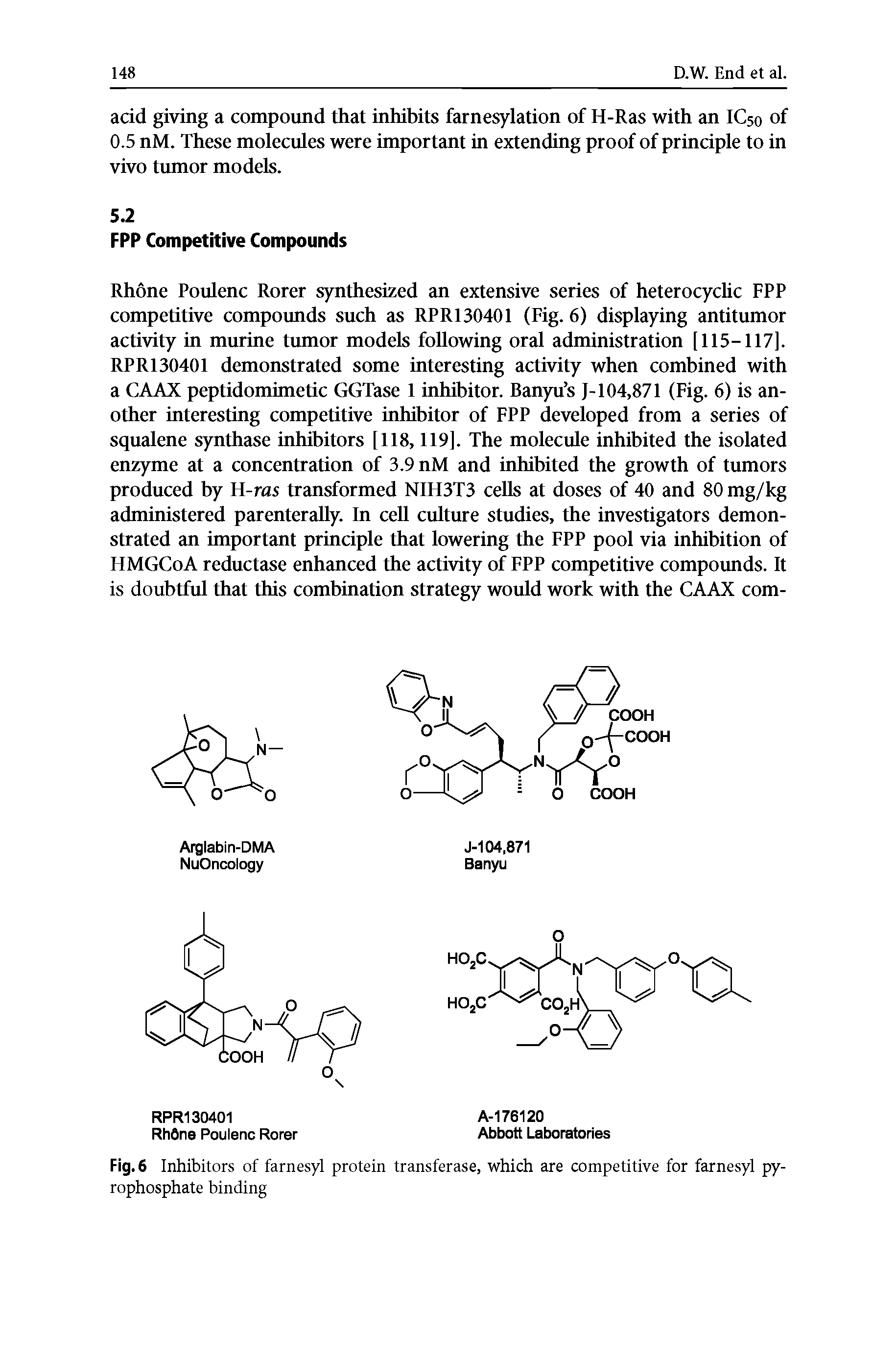 Fig. 6 Inhibitors of farnesyl protein transferase, which are competitive for farnesyl pyrophosphate binding...