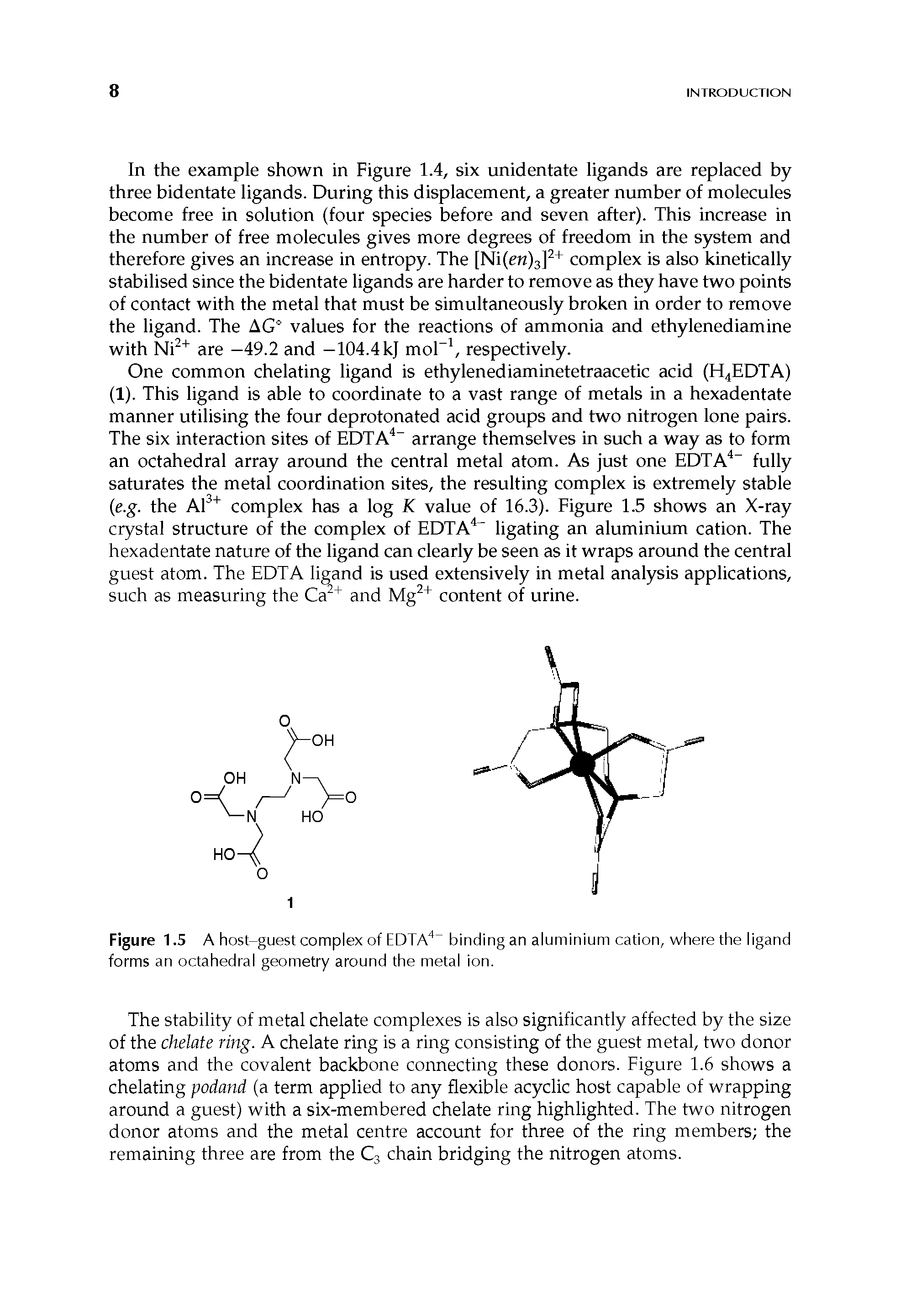 Figure 1.5 A host-guest complex of EDTA binding an aluminium cation, where the ligand forms an octahedral geometry around the metal ion.