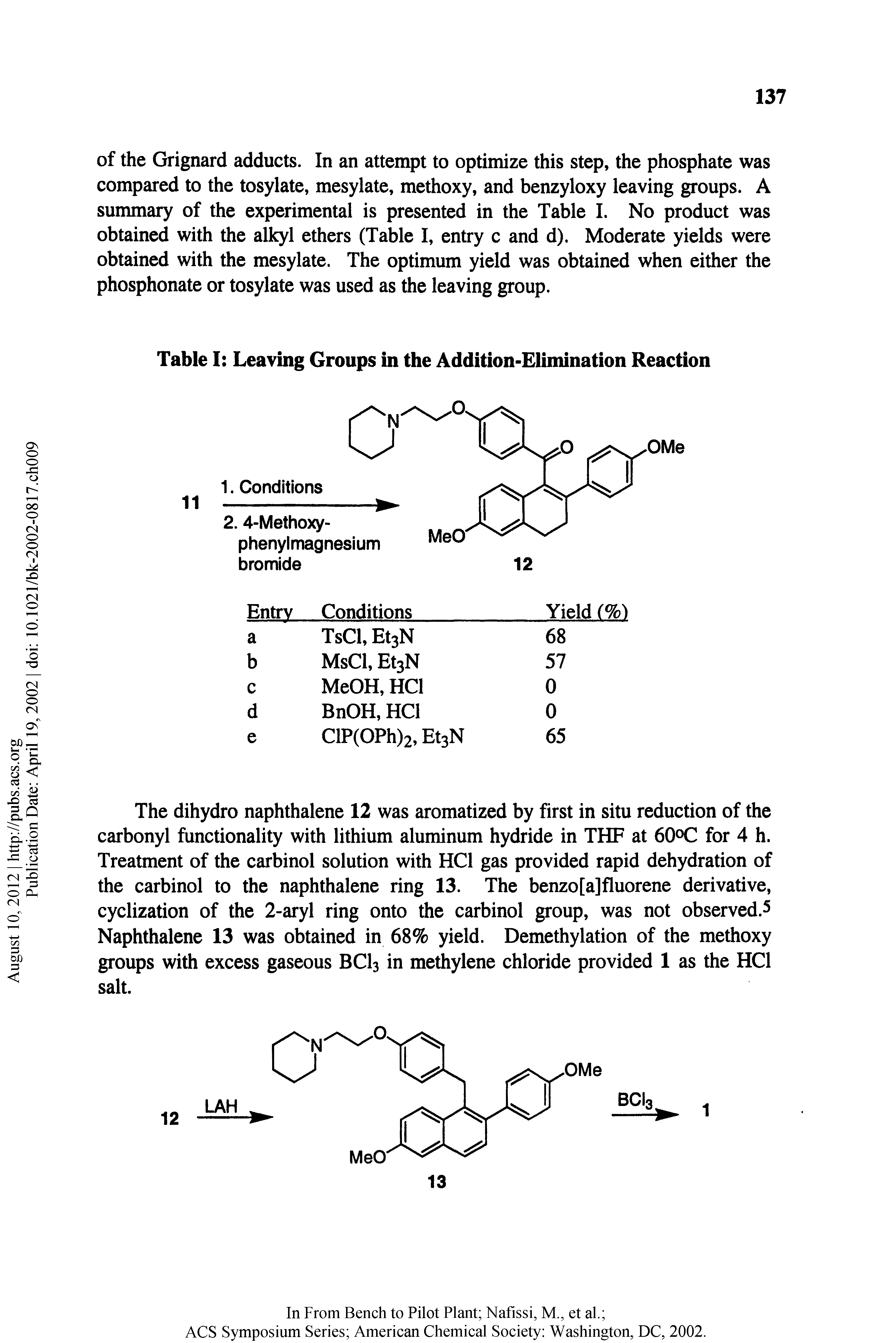 Table I Leaving Groups in the Addition-Elimination Reaction...