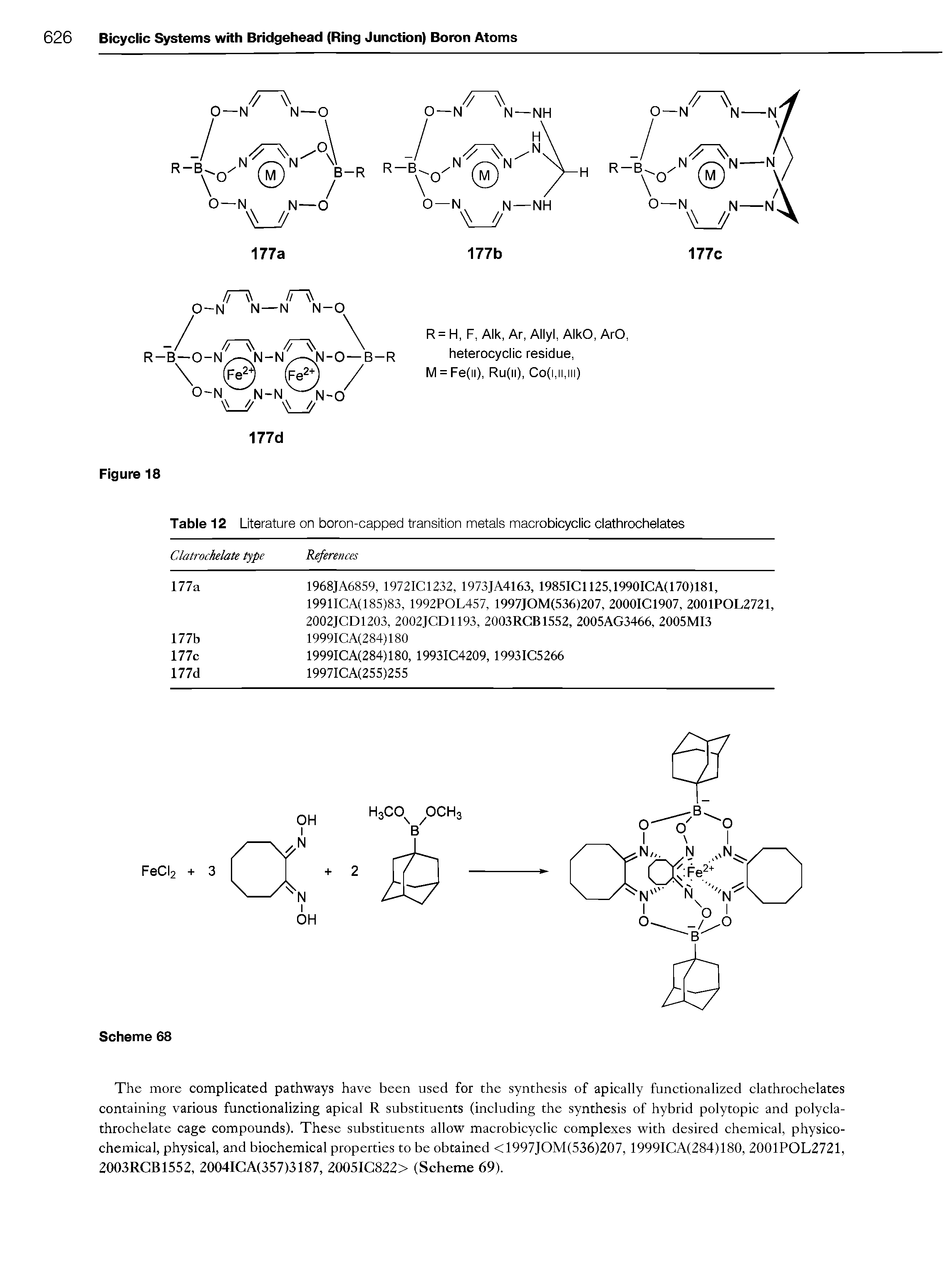 Table 12 Literature on boron-capped transition metals macrobicyclic clathrochelates...