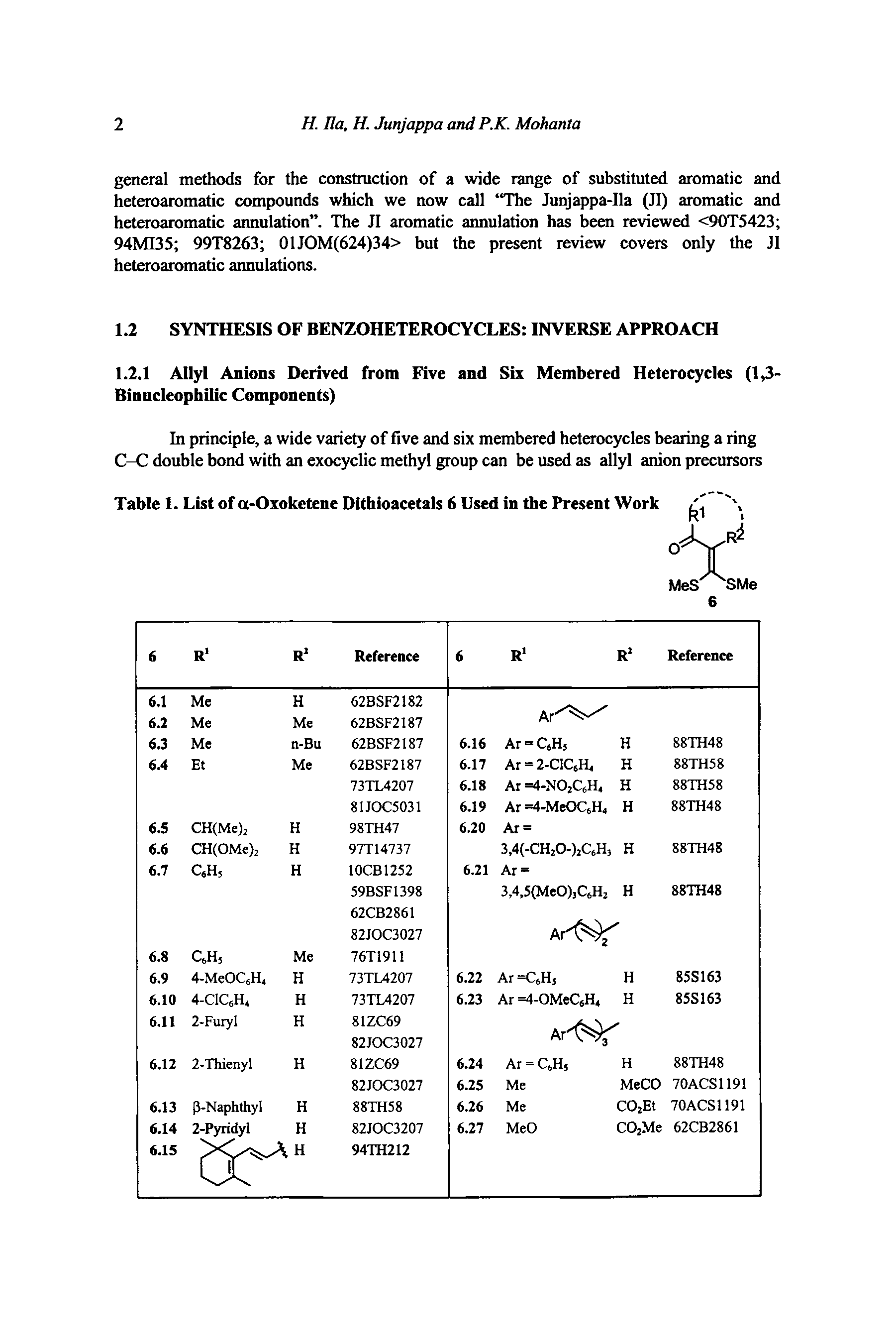 Table 1. List of a-Oxoketene Dithioacetals 6 Used in the Present Work ...