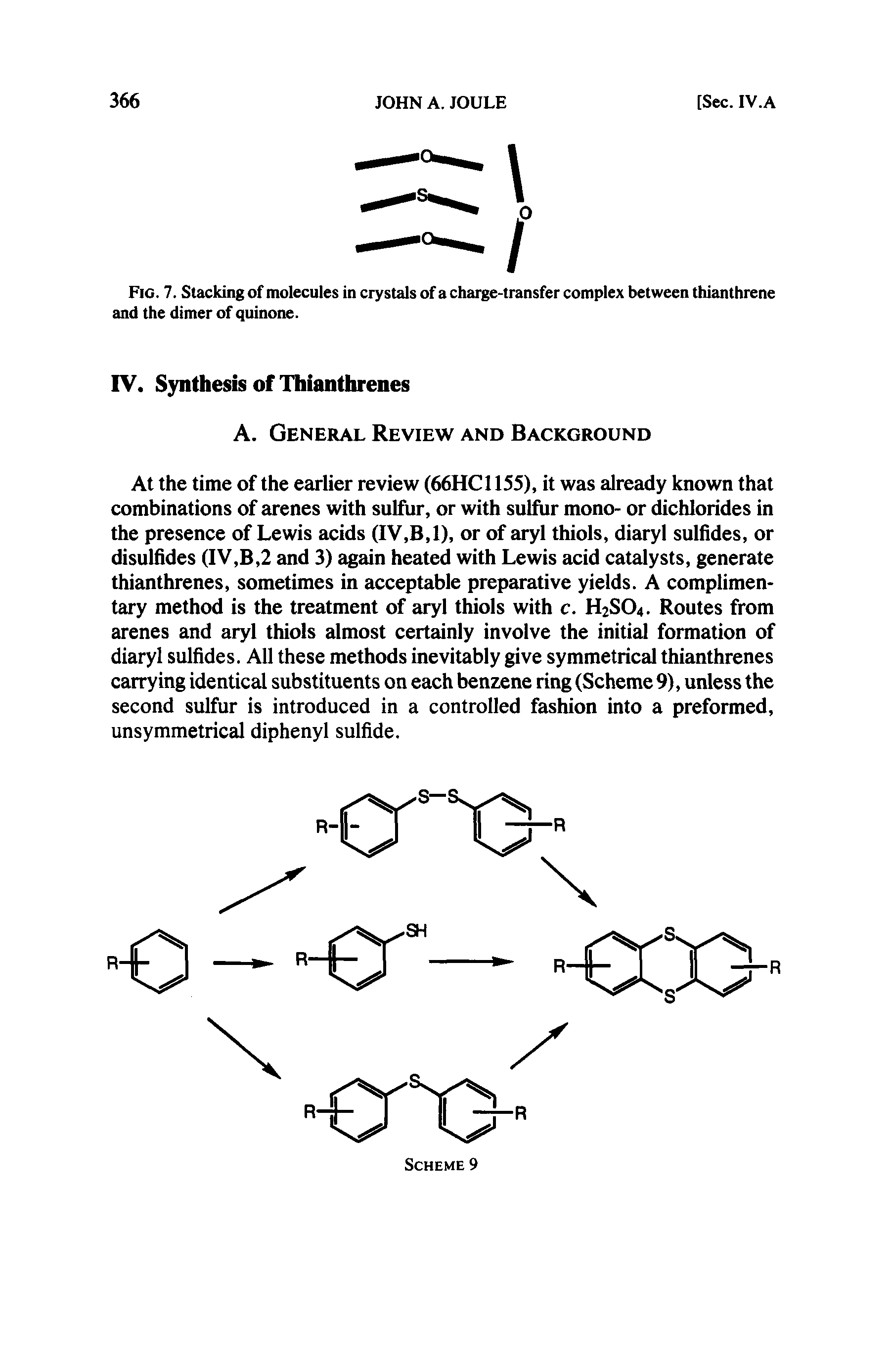 Fig. 7. Stacking of molecules in crystals of a charge-transfer complex between thianthrene and the dimer of quinone.