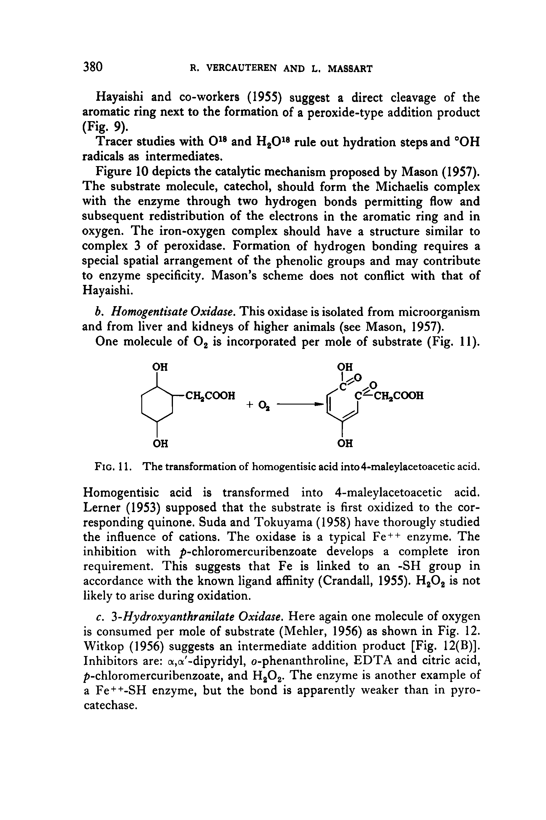 Fig. 11. The transformation of homogentisic acid into4-maleylacetoacetic acid.