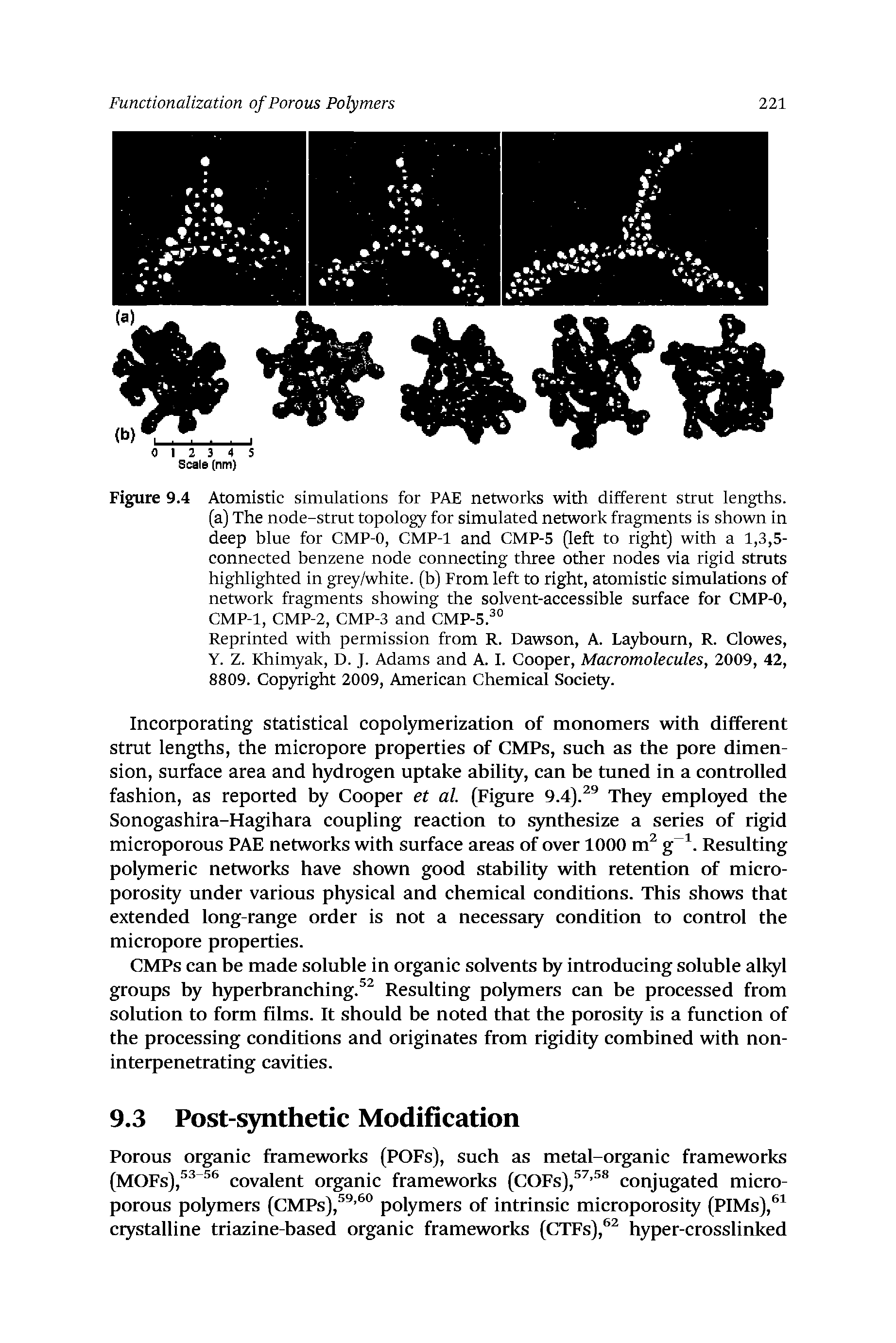 Figure 9.4 Atomistic simulations for PAE networks with different strut lengths.