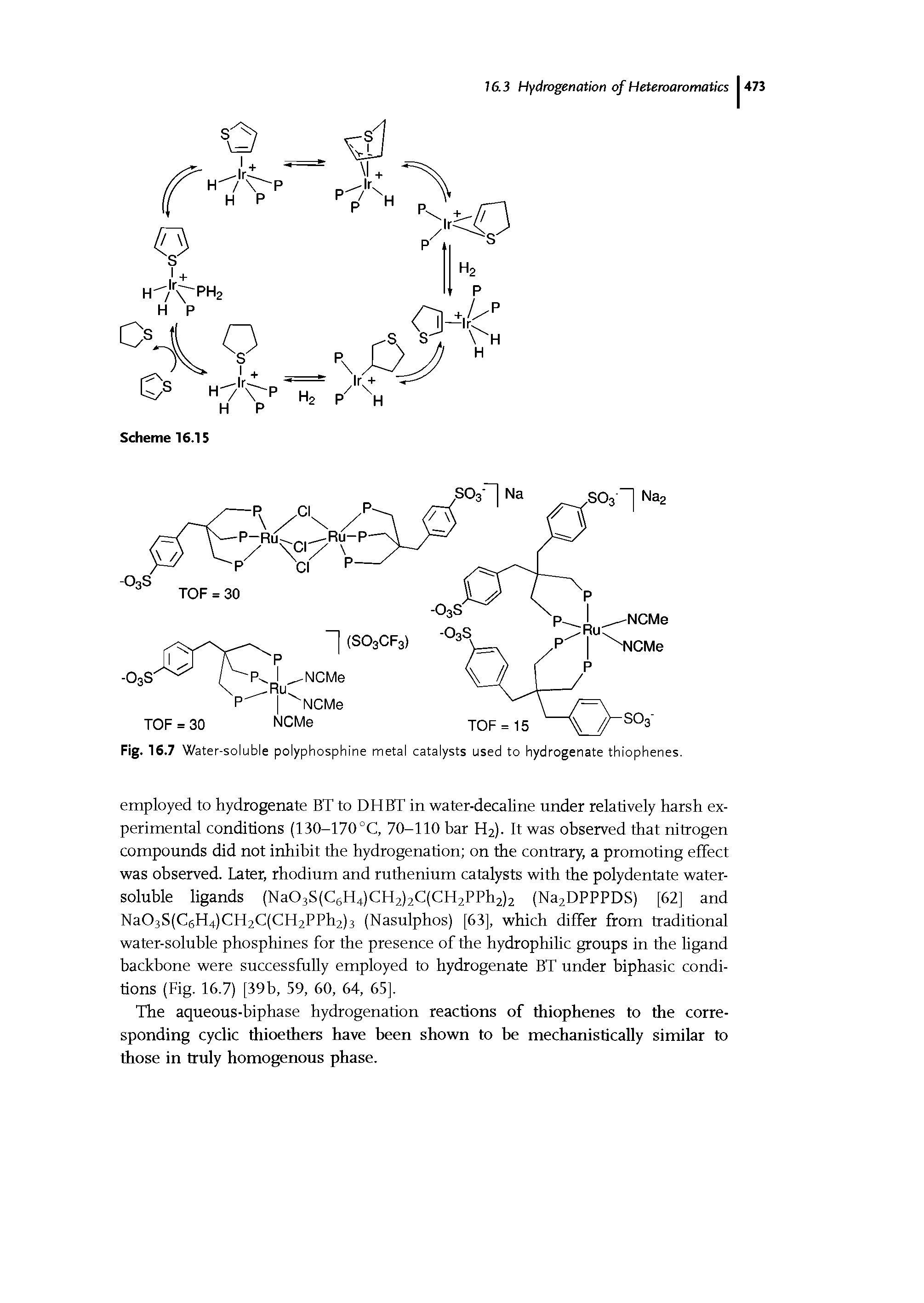 Fig. 16.7 Water-soluble polyphosphine metal catalysts used to hydrogenate thiophenes.