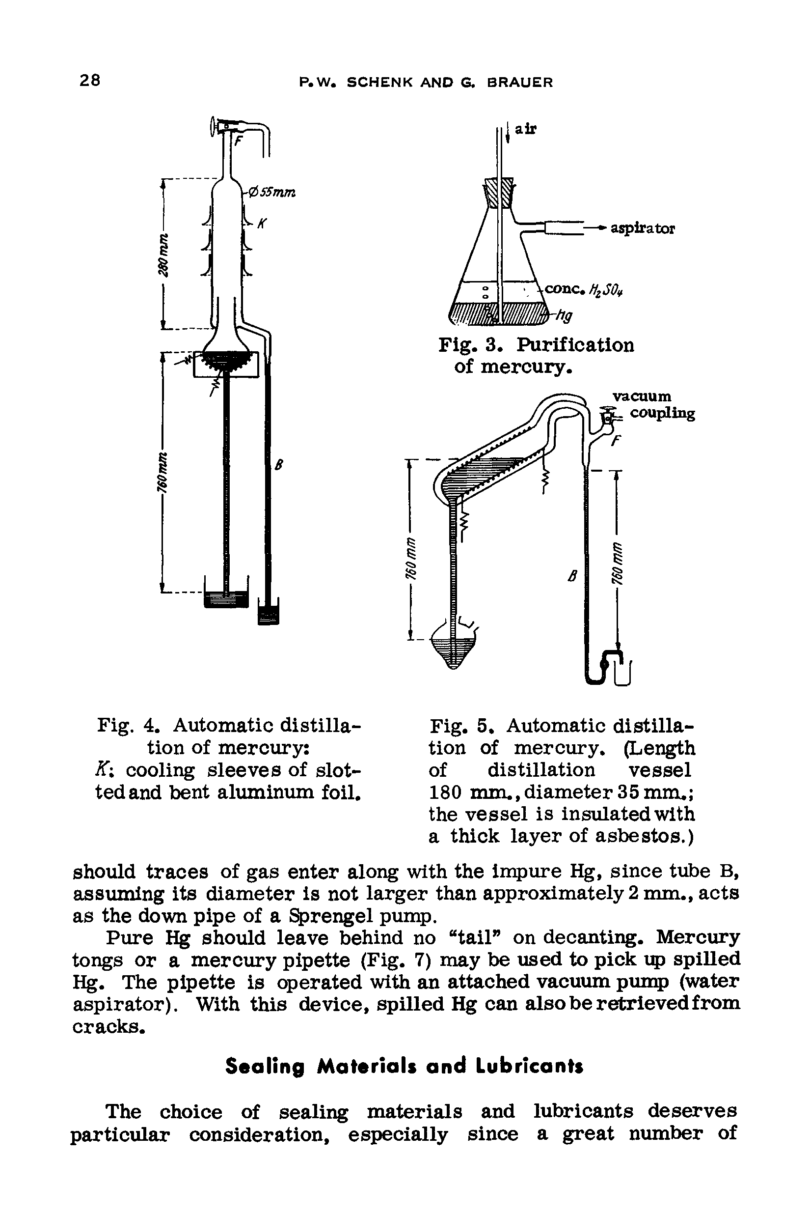 Fig. 5. Automatic distillation of mercury. (Length of distillation vessel 180 mm.,diameter 35mm. the vessel is insulated with a thick layer of asbestos.)...
