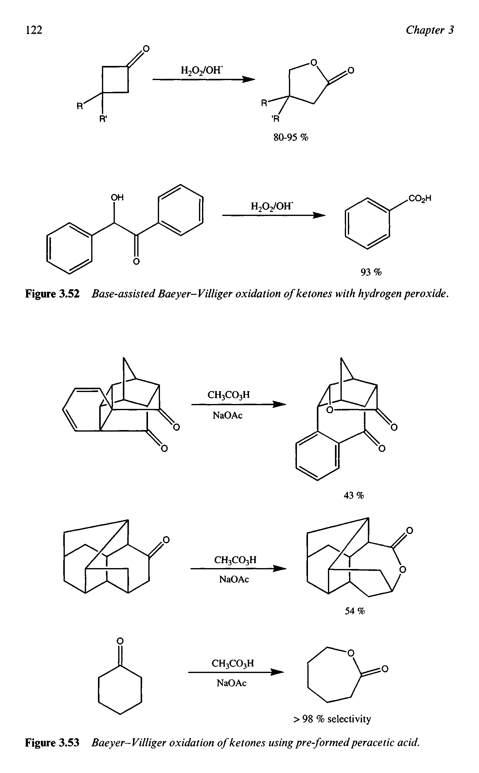 Figure 3.52 Base-assisted Baeyer-Villiger oxidation of ketones with hydrogen peroxide.