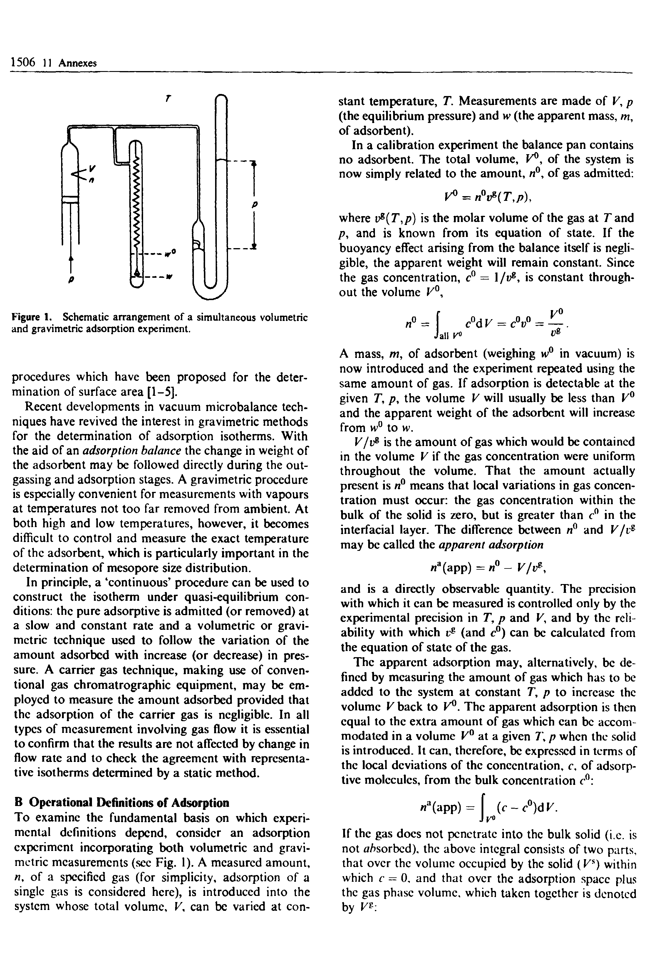 Figure 1. Schematic arrangement of a simultaneous volumetric and gravimetric adsorption experiment.