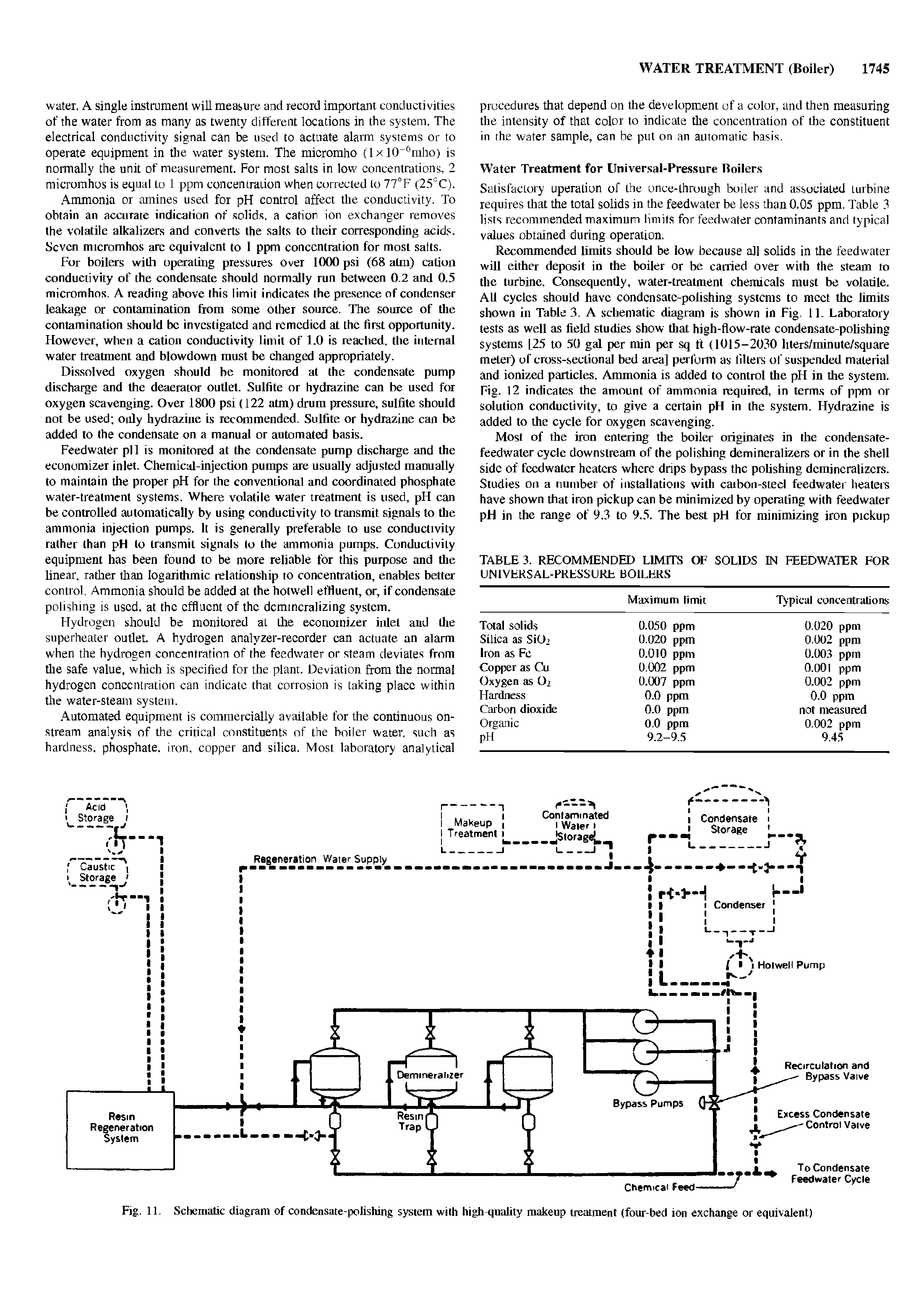 Fig. 11. Schematic diagram of condensate-polishing system with high quality makeup treatment (four-bed ion exchange or equivalent)...