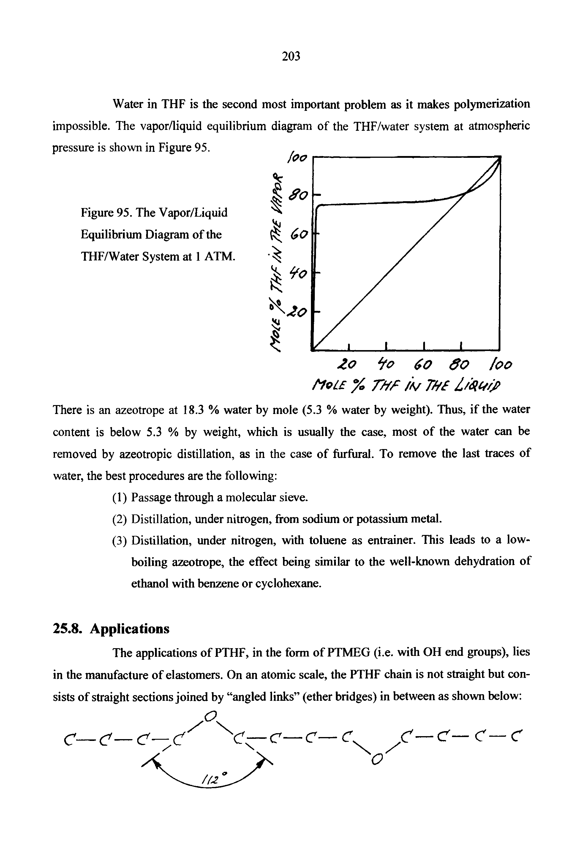 Figure 95. The Vapor/Liquid Equilibrium Diagram of the THF/Water System at 1 ATM.