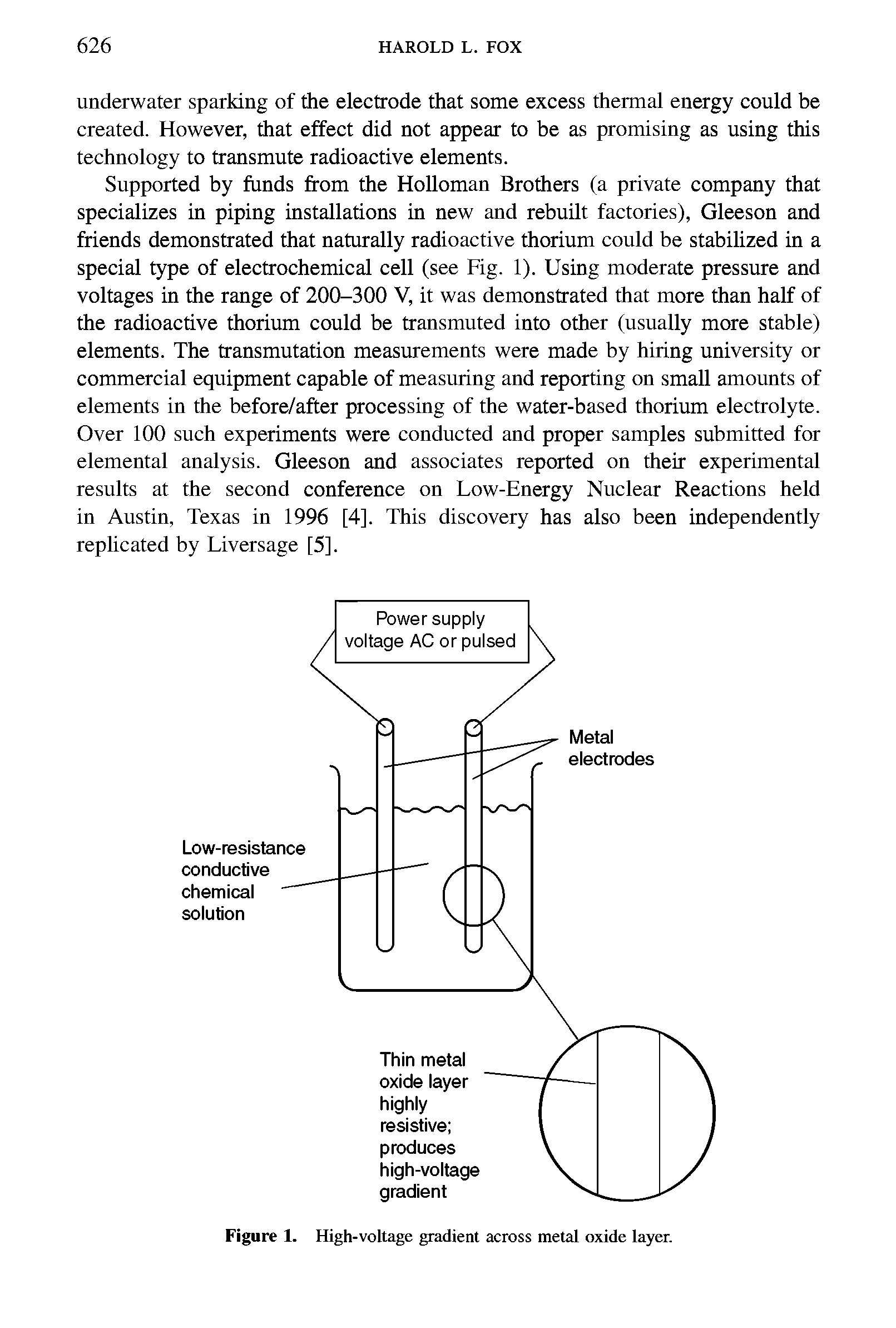 Figure 1. High-voltage gradient across metal oxide layer.
