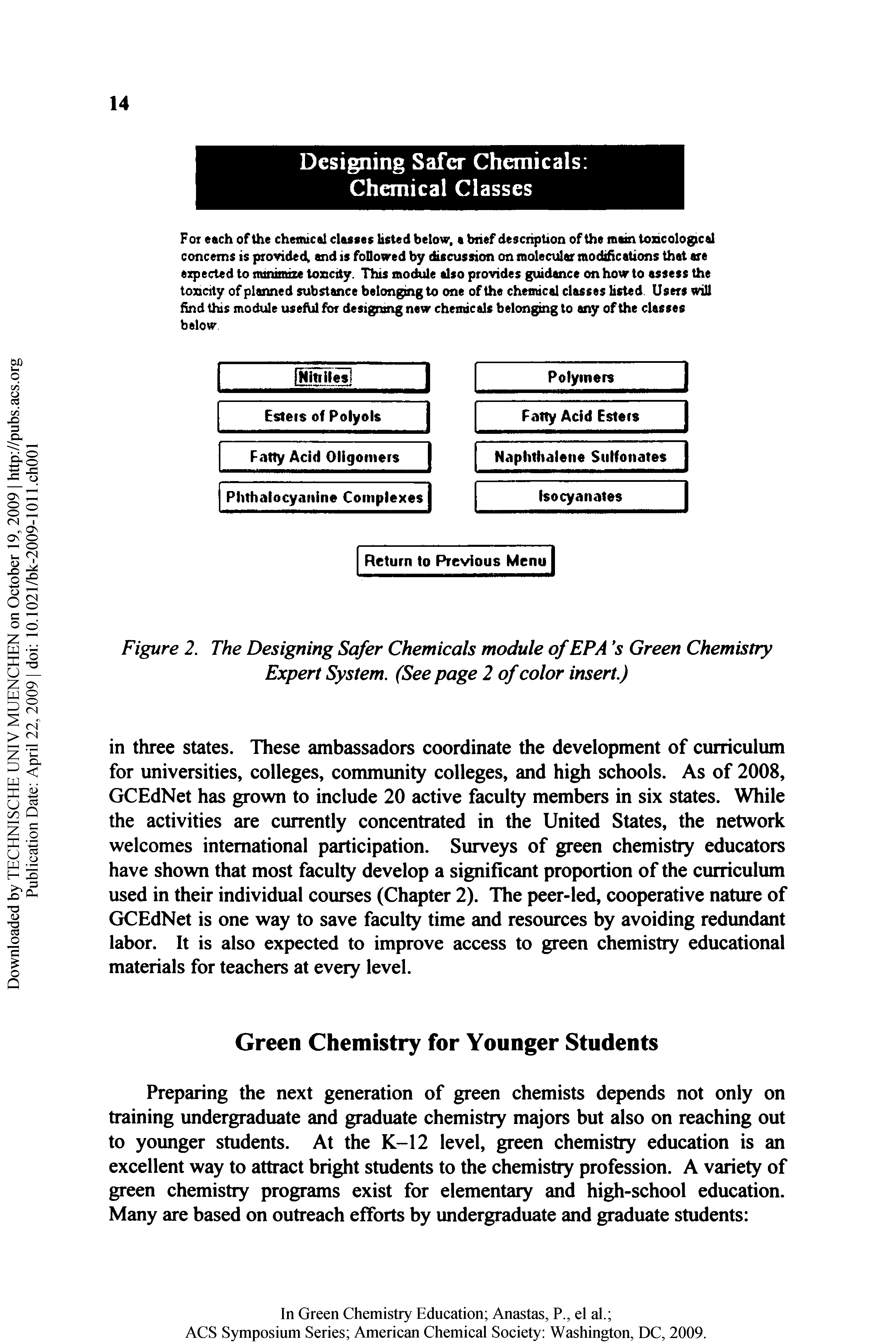 Figure 2. The Designing Safer Chemicals module of EPA s Green Chemistry Expert System. (See page 2 of color insert.)...