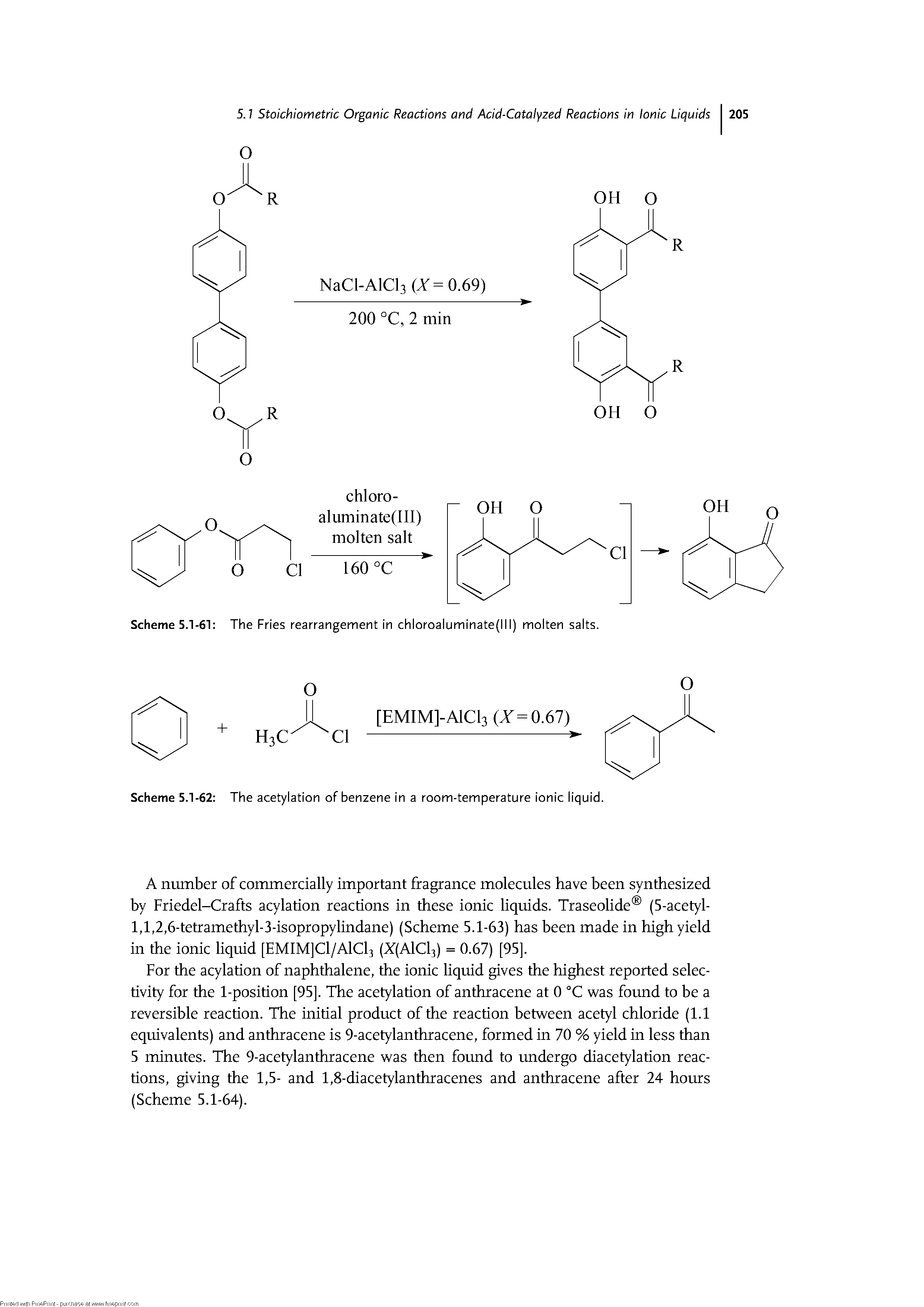 Scheme 5.1-61 The Fries rearrangement in chloroaluminate(lll) molten salts.