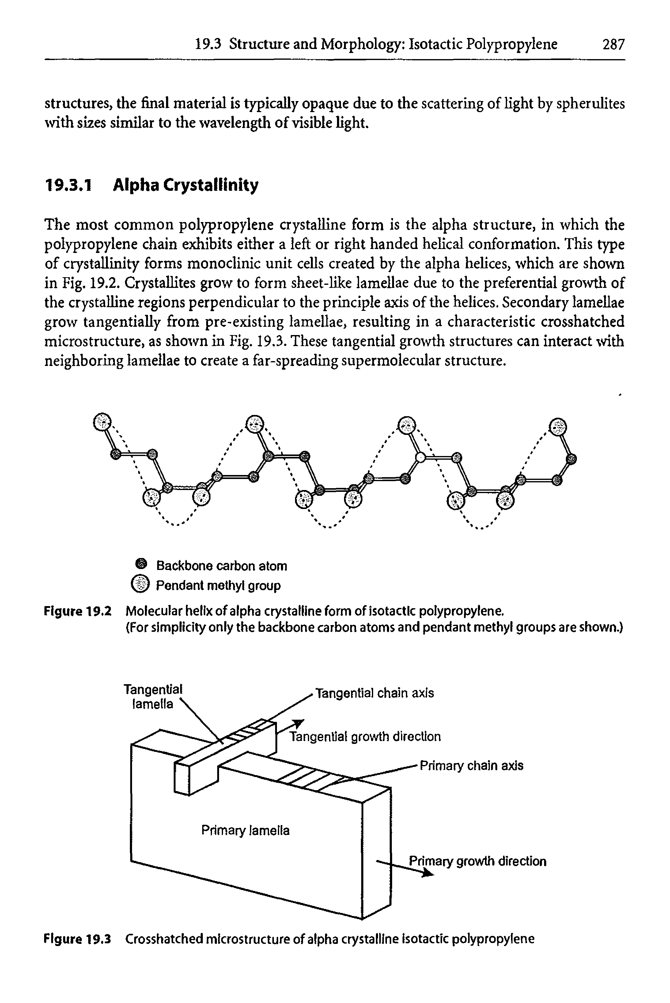 Figure 19.2 Molecular helix of alpha crystalline form ofisotactic polypropylene.