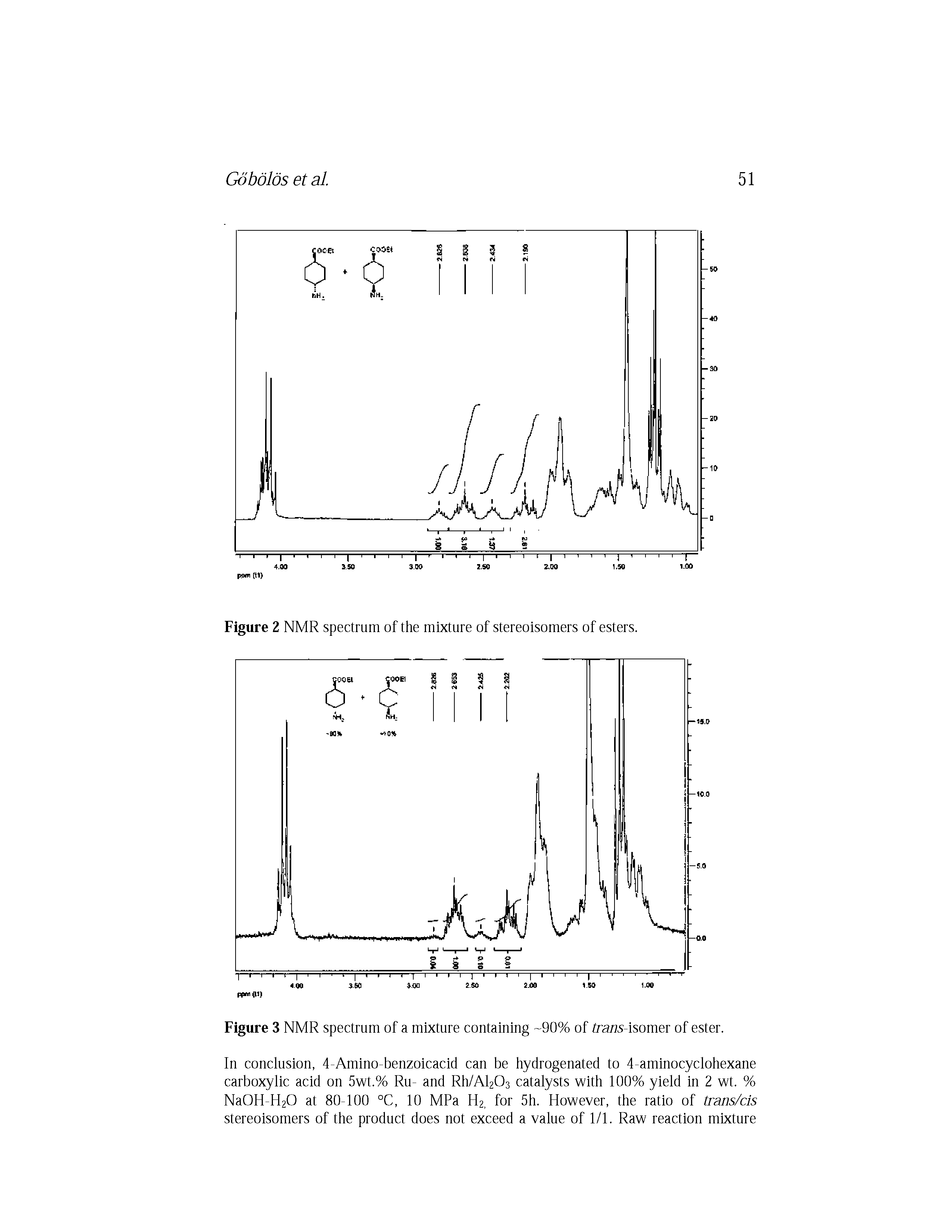 Figure 3 NMR spectrum of a mixture containing -90% of trans-isomex of ester.
