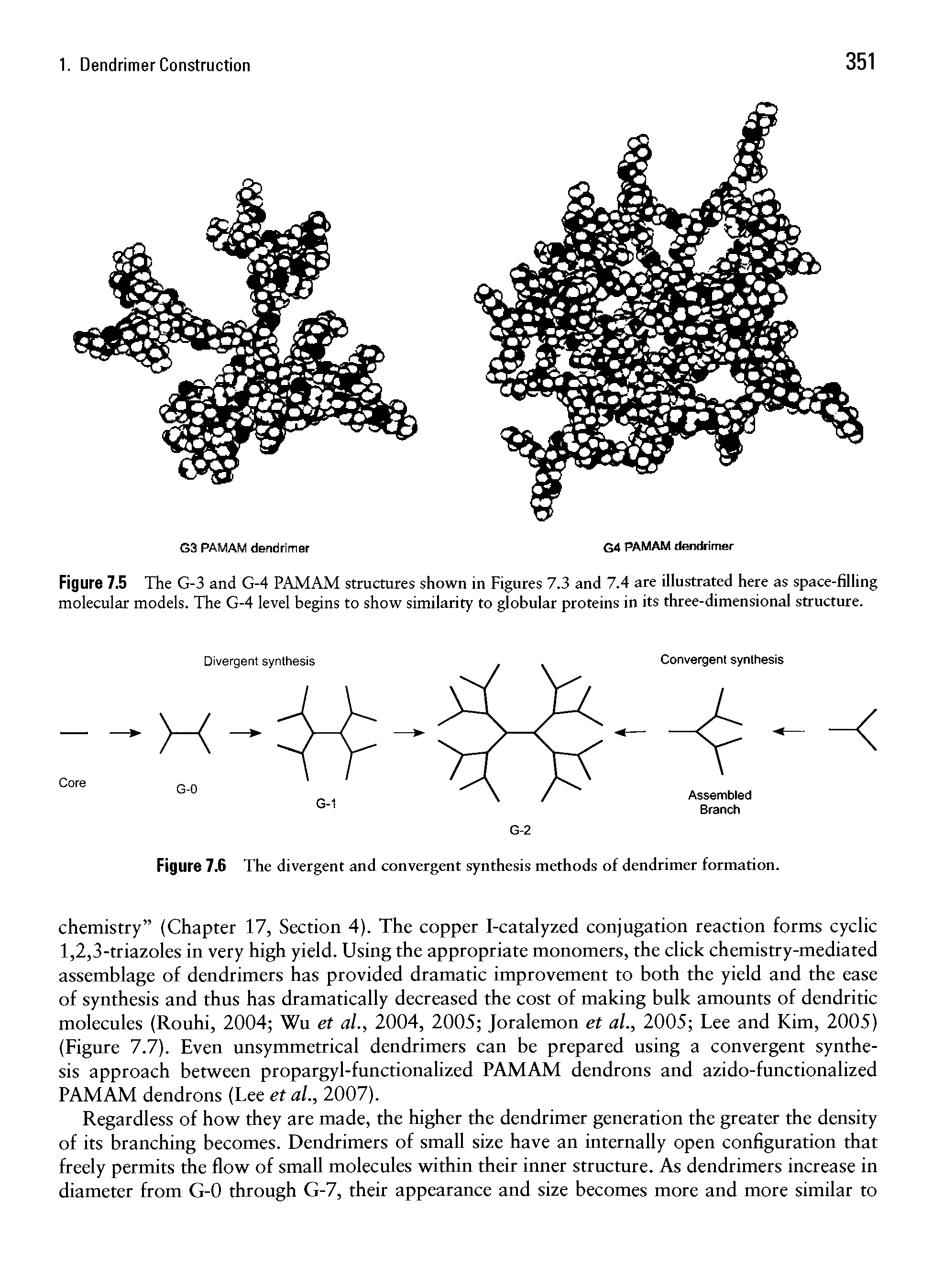 Figure 7.6 The divergent and convergent synthesis methods of dendrimer formation.