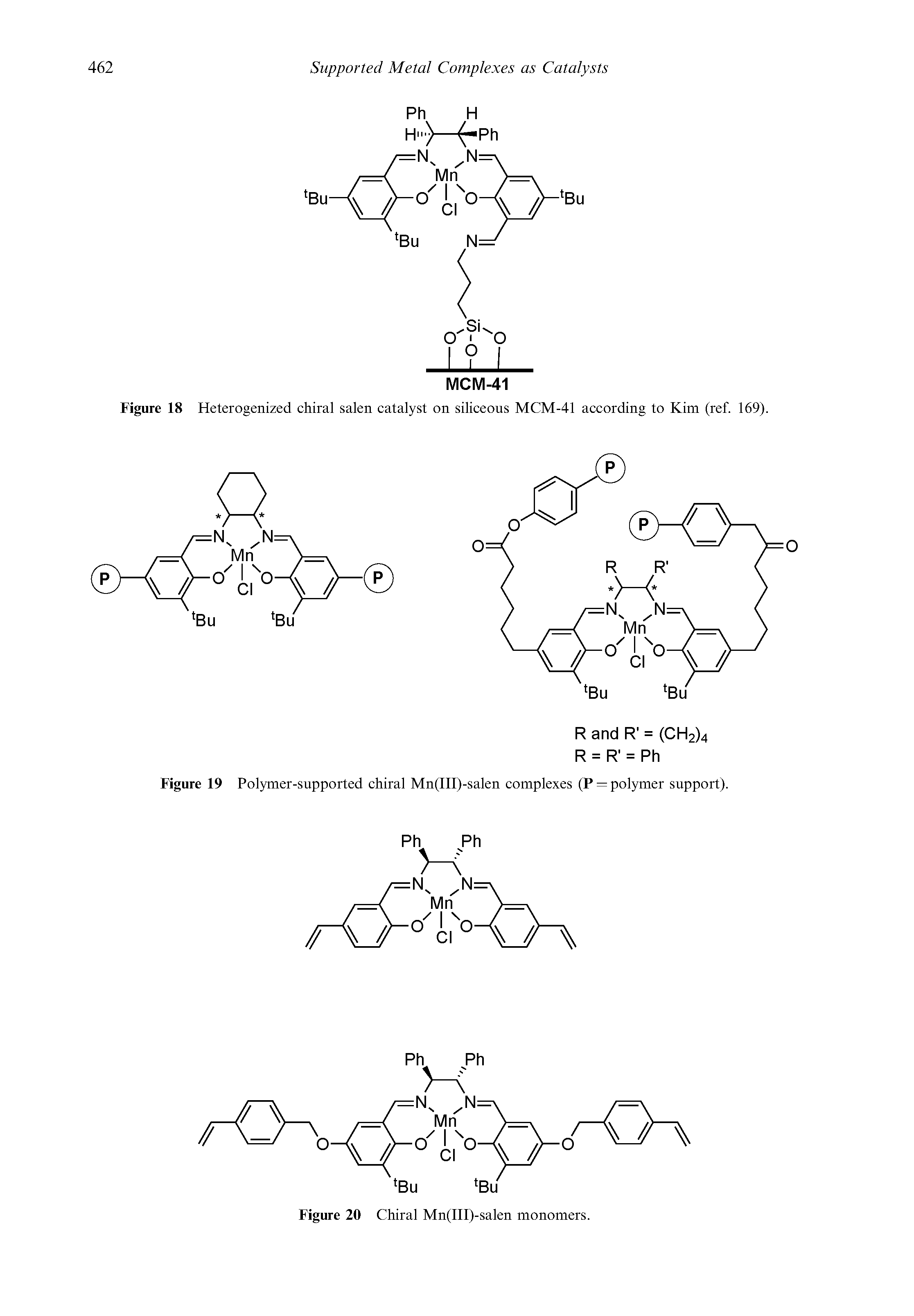 Figure 19 Polymer-supported chiral Mn(III)-salen complexes (P = polymer support).