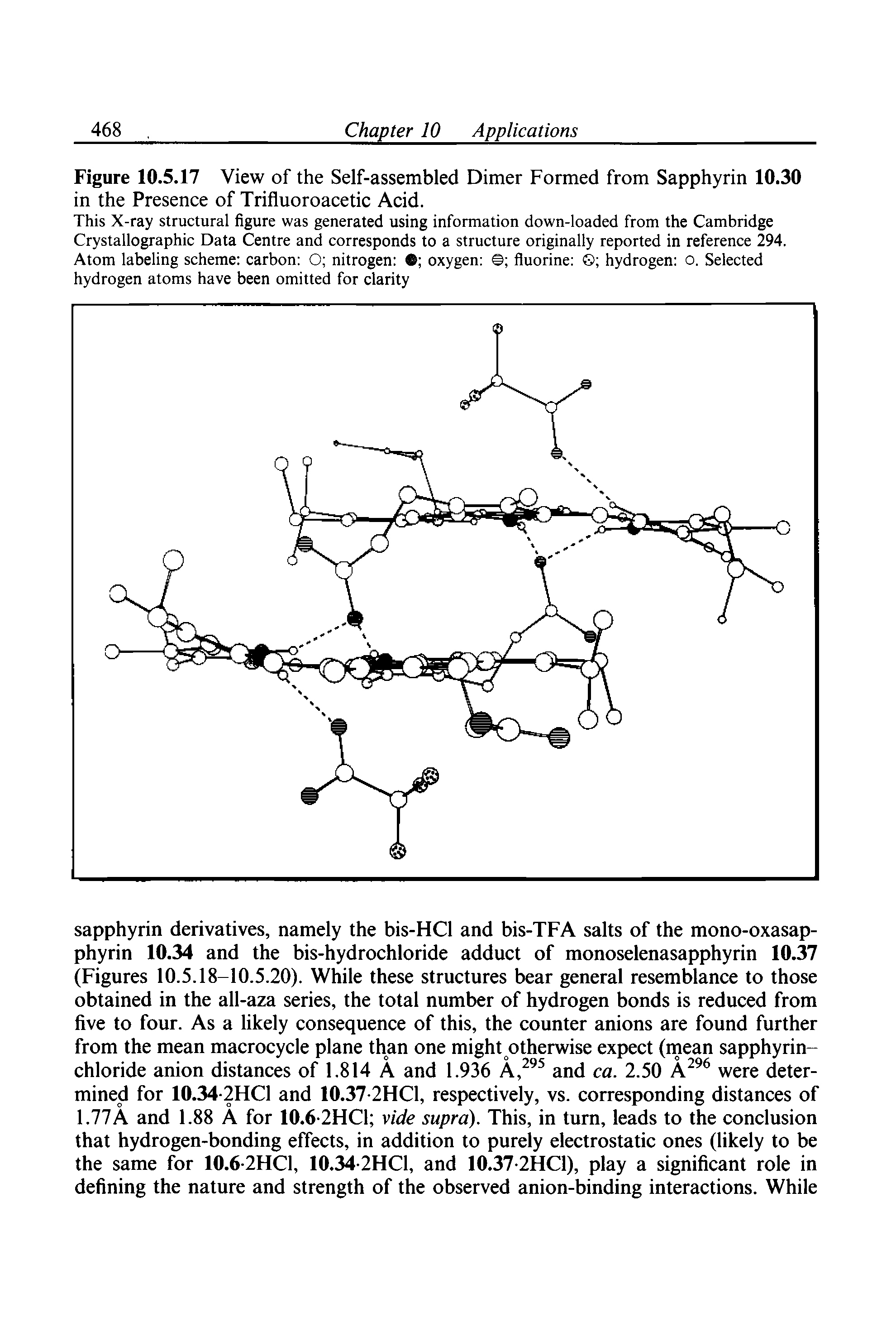 Figure 10.5.17 View of the Self-assembled Dimer Formed from Sapphyrin 10.30 in the Presence of Trifluoroacetic Acid.