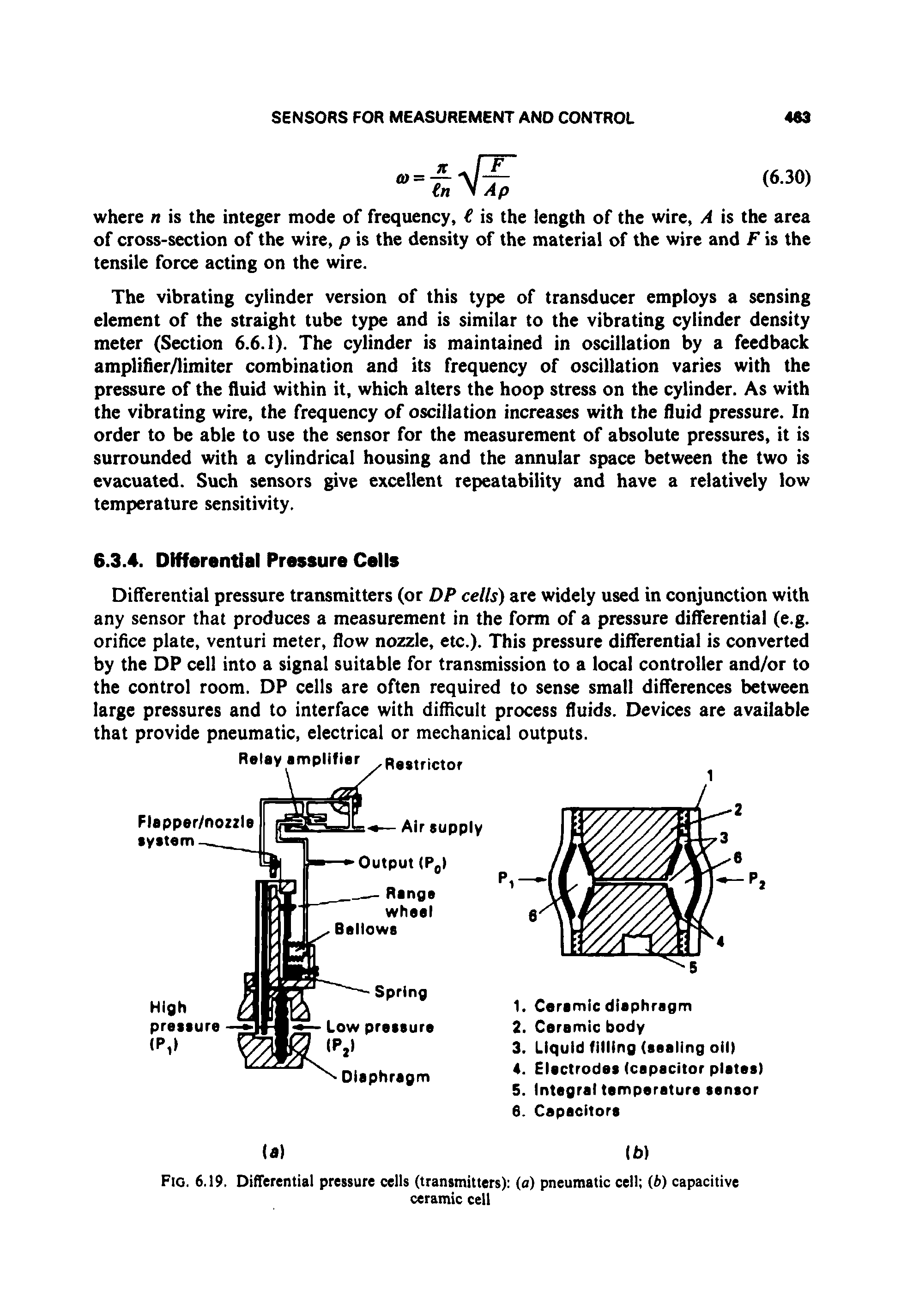 Fig. 6.19. Differential pressure cells (transmitters) (a) pneumatic cell (b) capacitive...