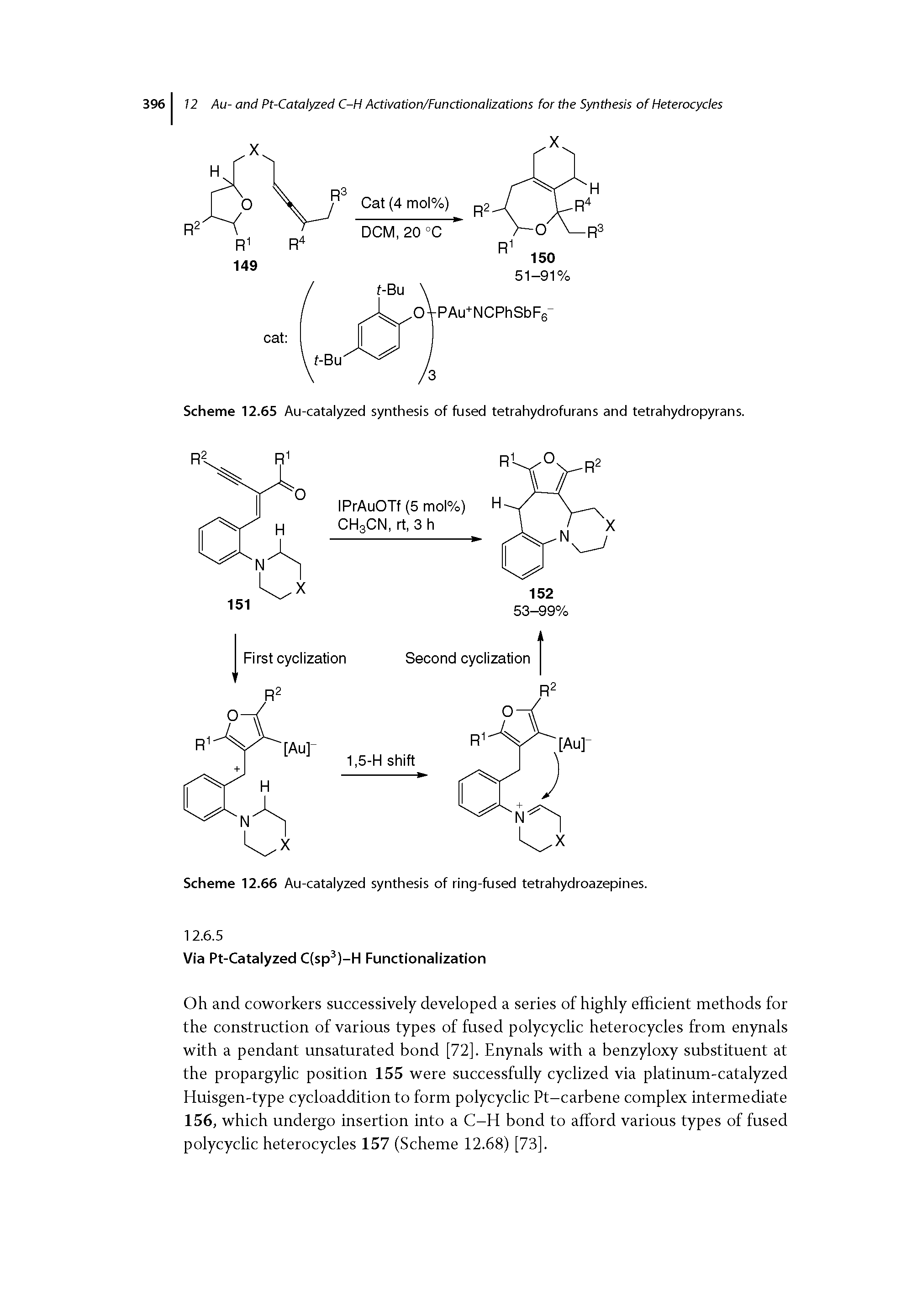 Scheme 12.66 Au-catalyzed synthesis of ring-fused tetrahydroazepines. 1 2.6.5...