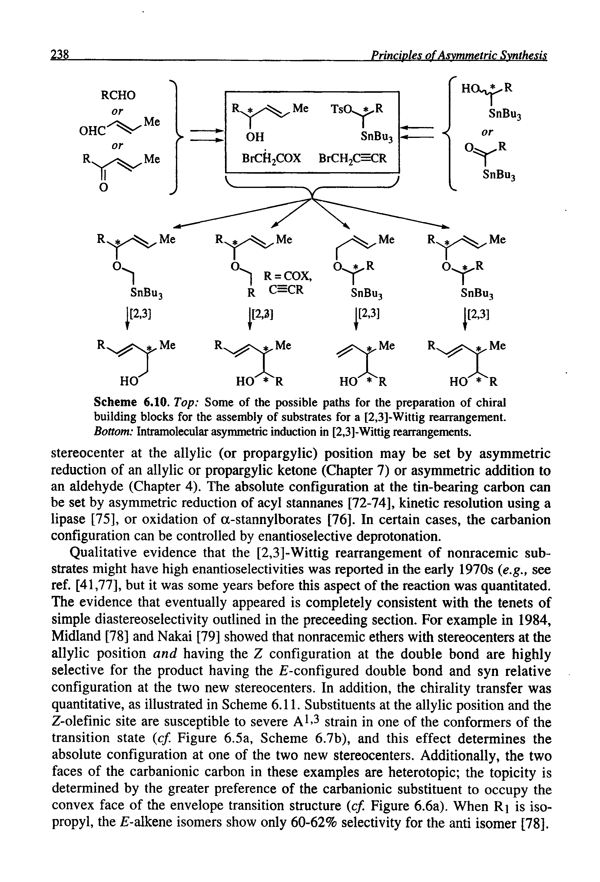 Scheme 6.10. Top Some of the possible paths for the preparation of chiral building blocks for the assembly of substrates for a [2,3]-Wittig rearrangement.