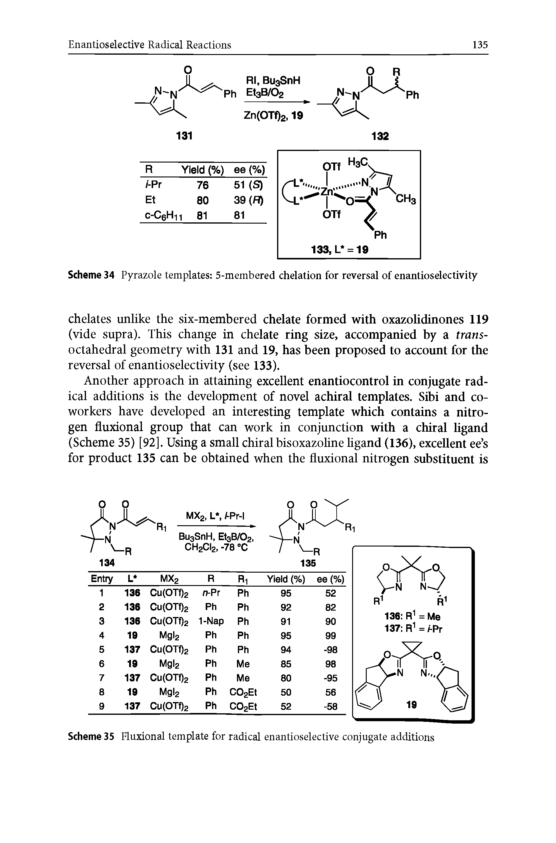 Scheme 35 Fluxional template for radical enantioselective conjugate additions...