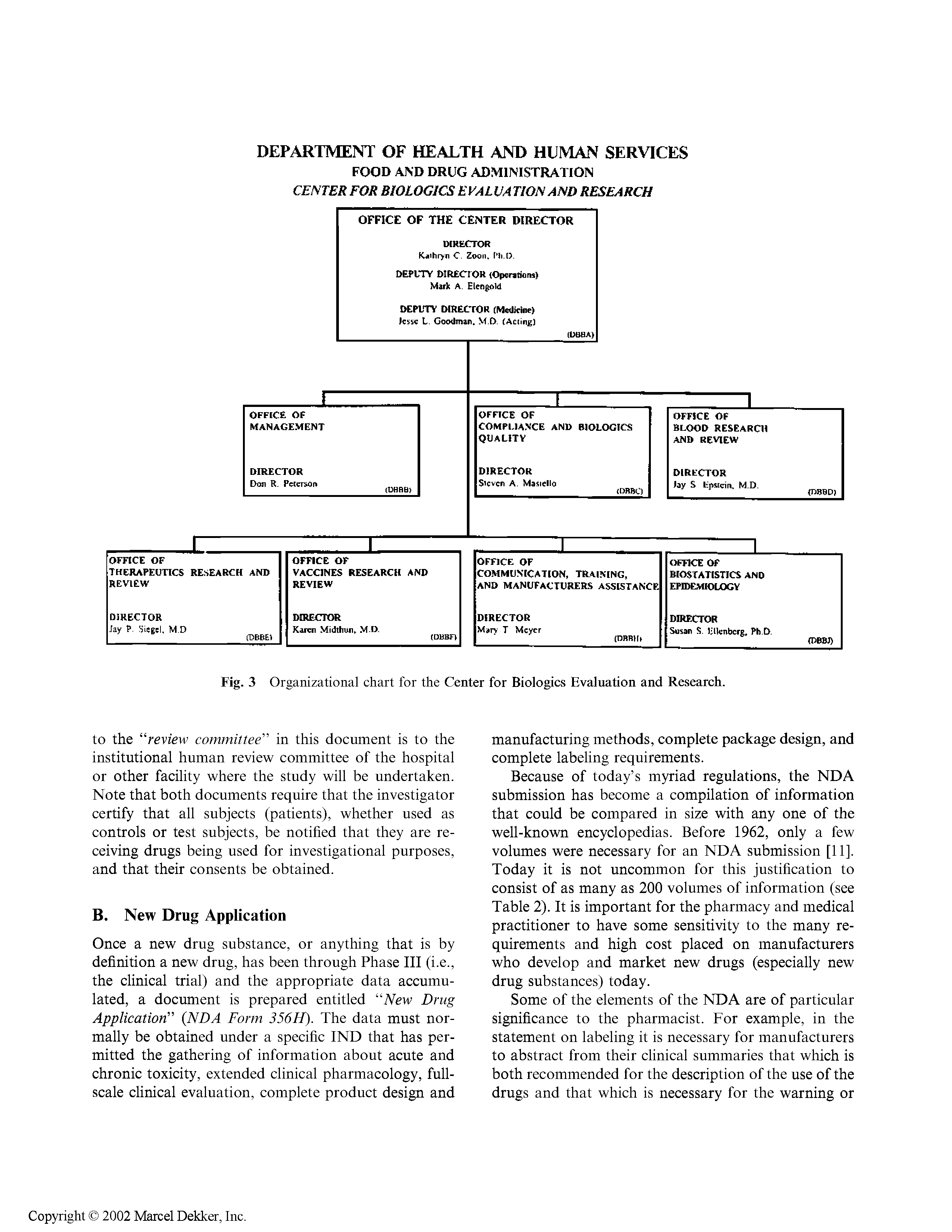 Fig. 3 Organizational chart for the Center for Biologies Evaluation and Research.