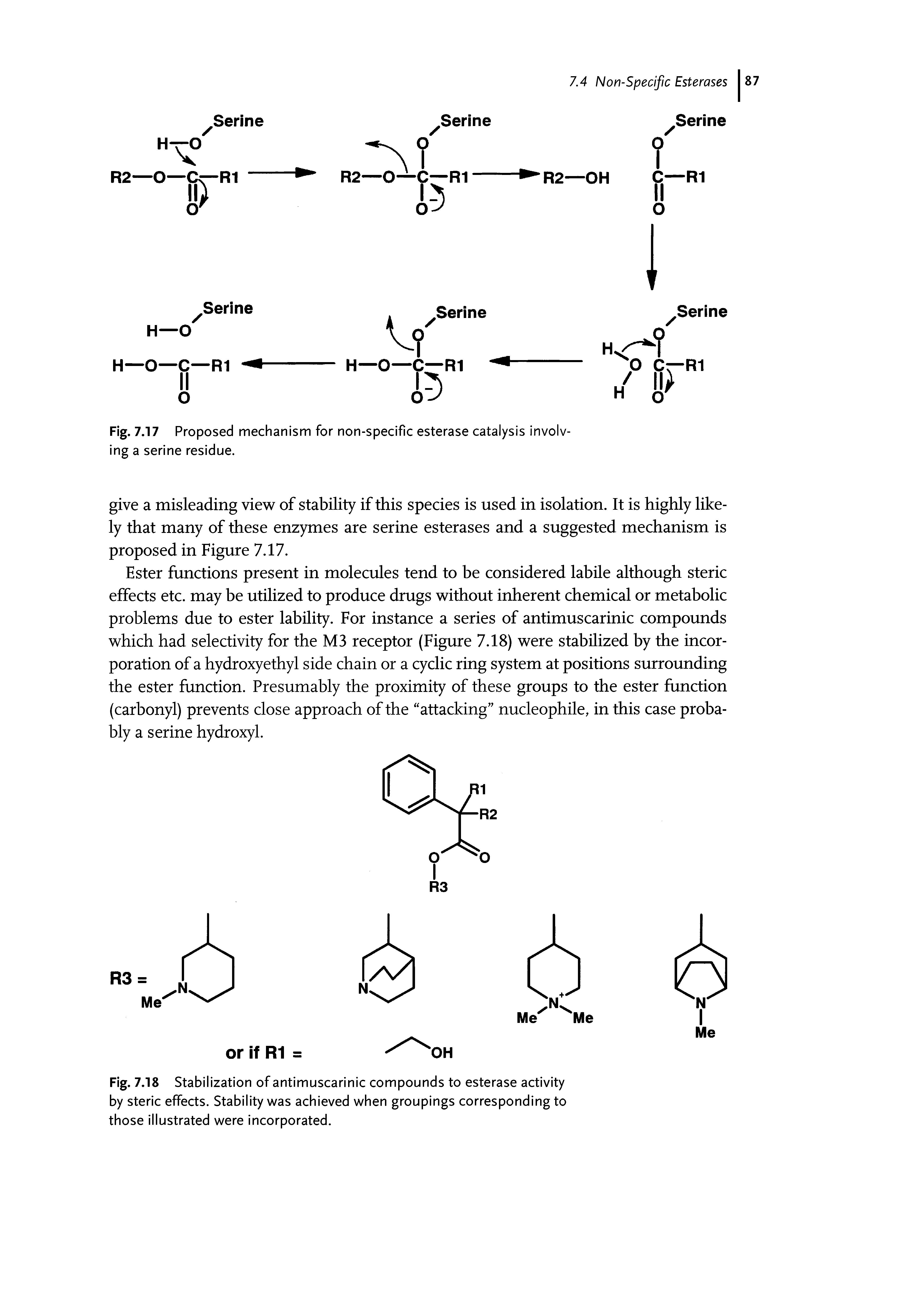 Fig. 7.17 Proposed mechanism for non-specific esterase catalysis involving a serine residue.