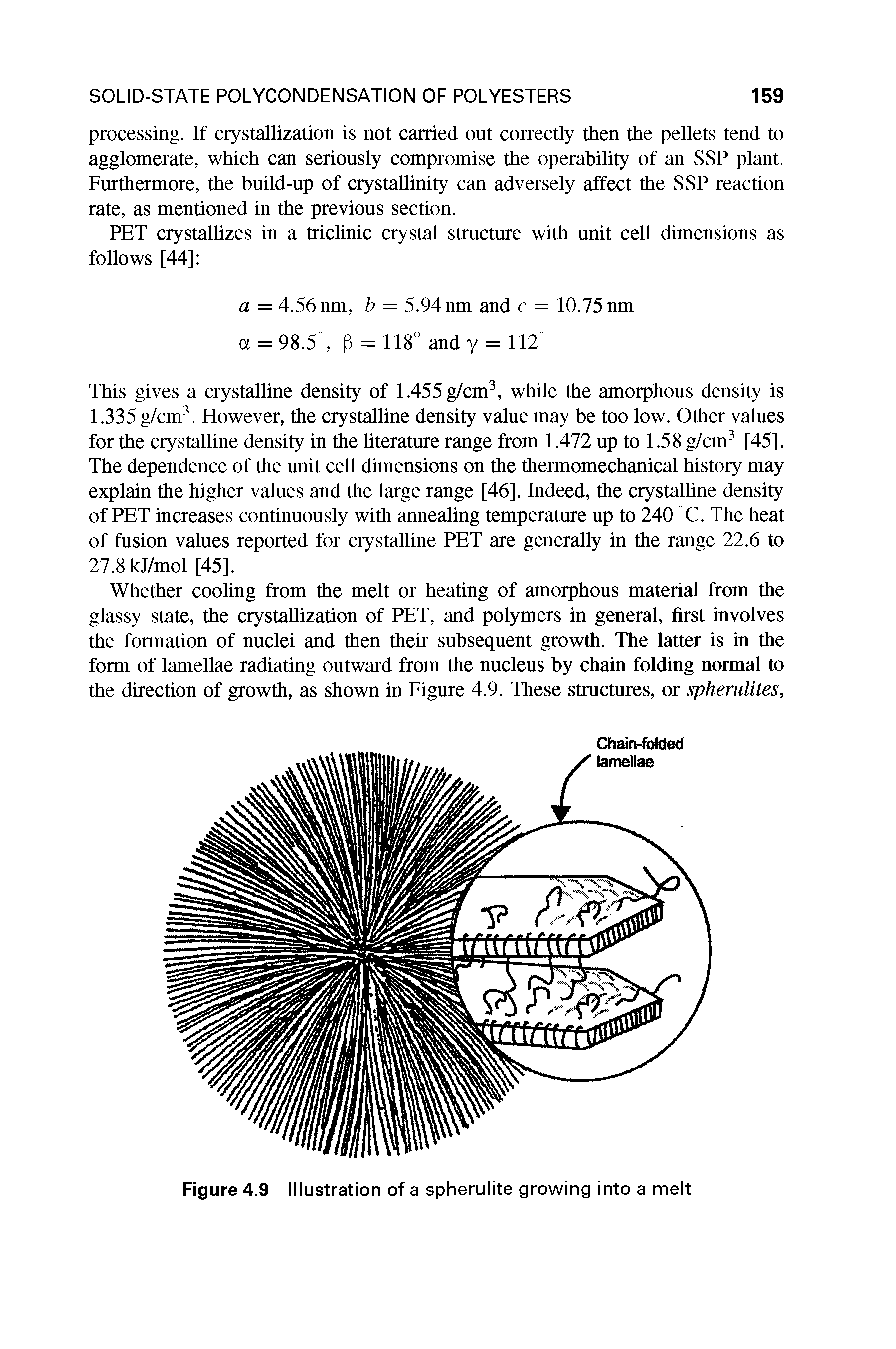 Figure 4.9 Illustration of a spherulite growing into a melt...