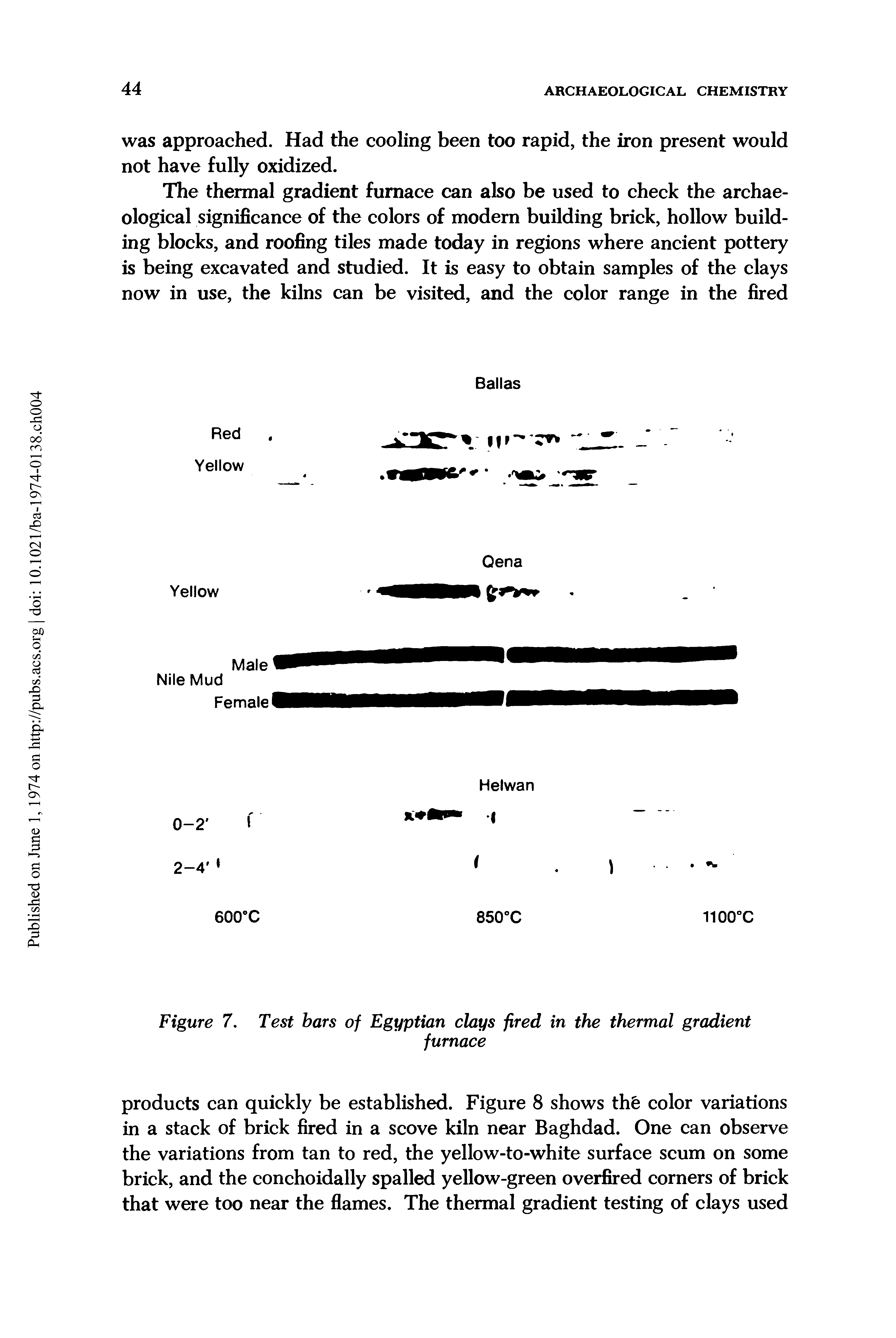 Figure 7. Test bars of Egyptian clays fired in the thermal gradient...
