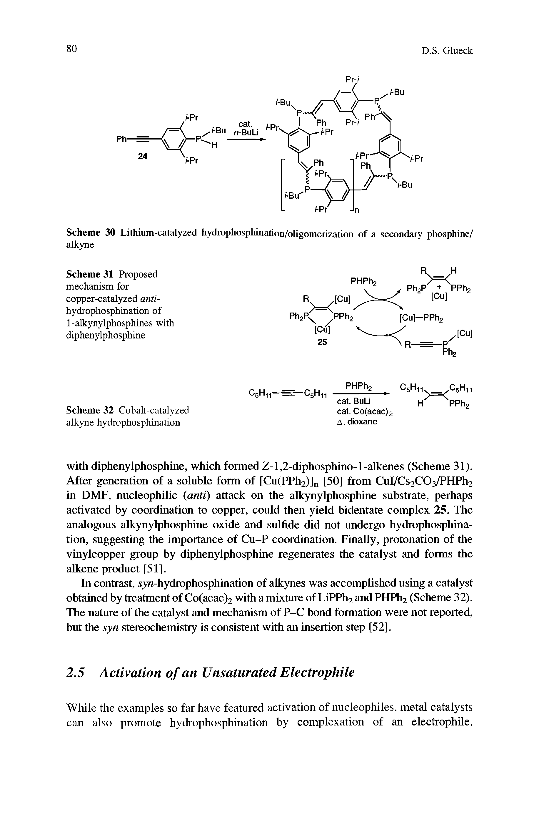 Scheme 31 Proposed mechanism for copper-catalyzed anti-hydrophosphination of 1-alkynylphosphines with diphenylphosphine...