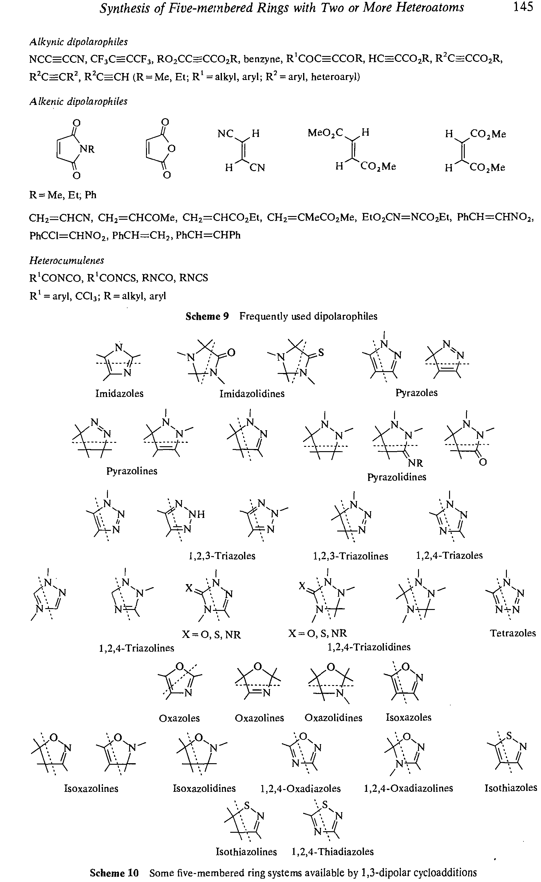 Scheme 10 Some five-membered ring systems available by 1,3-dipolar cycloadditions...